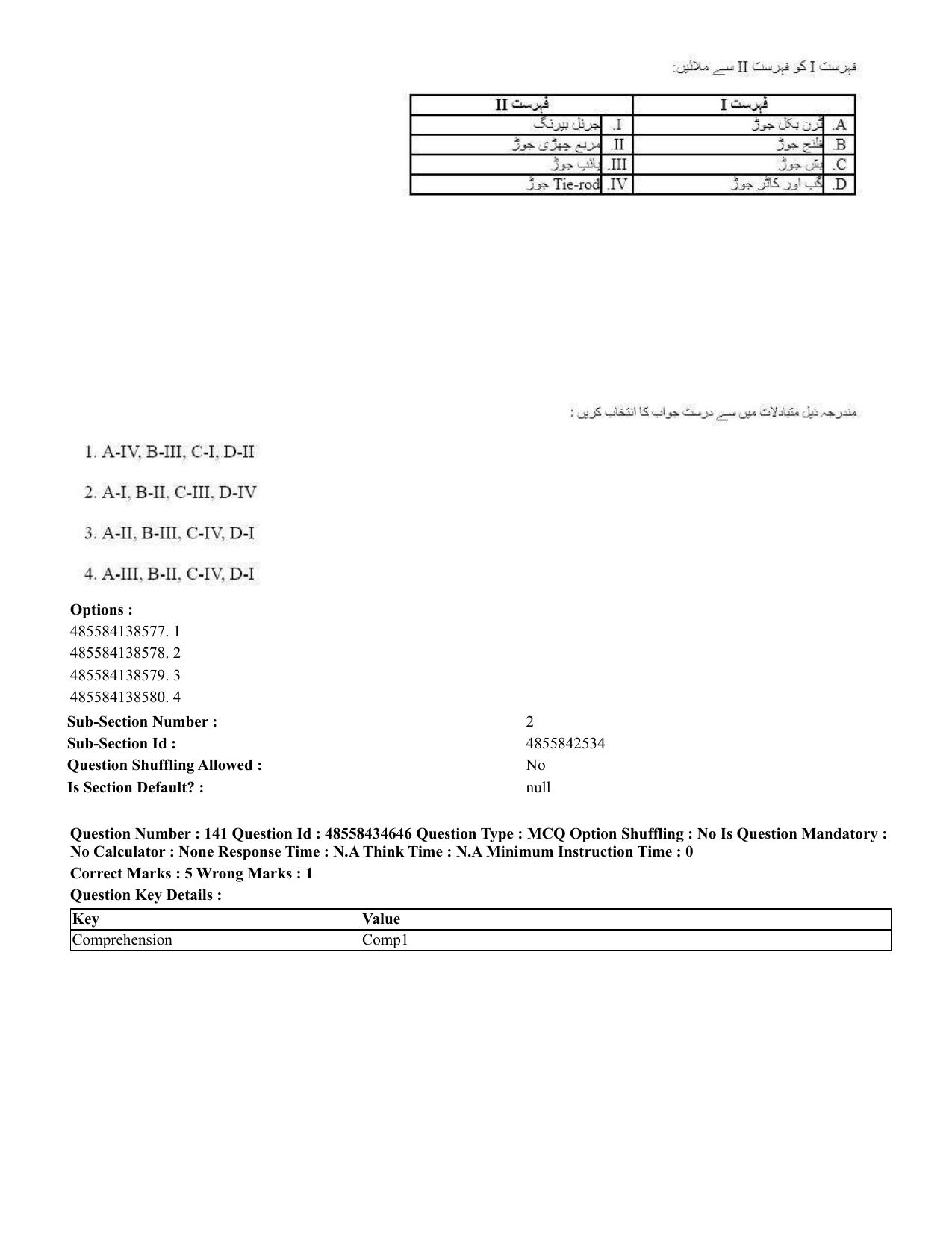 CUET 2023 English Urdu Shift 3 Question Paper - 18 June 2023 - Page 145