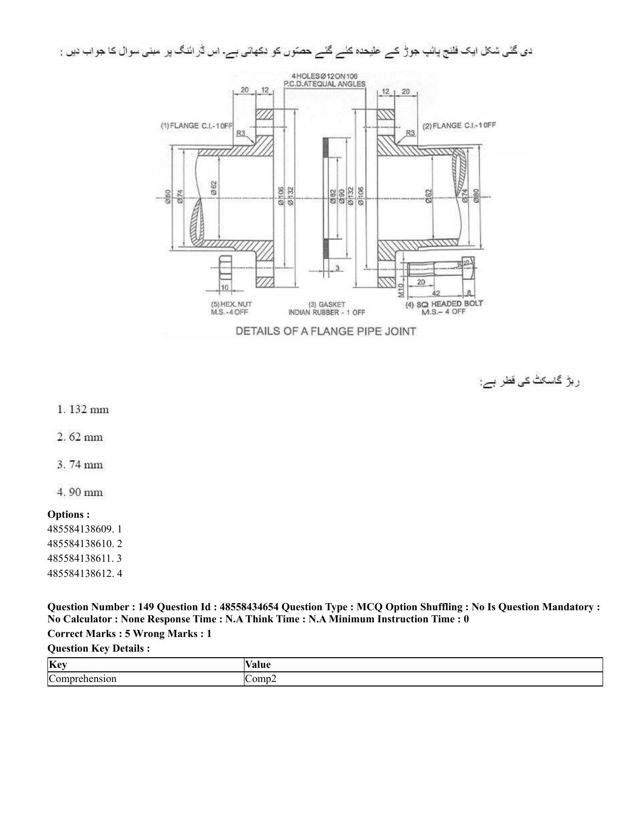 CUET 2023 English Urdu Shift 3 Question Paper - 18 June 2023 - Page 161