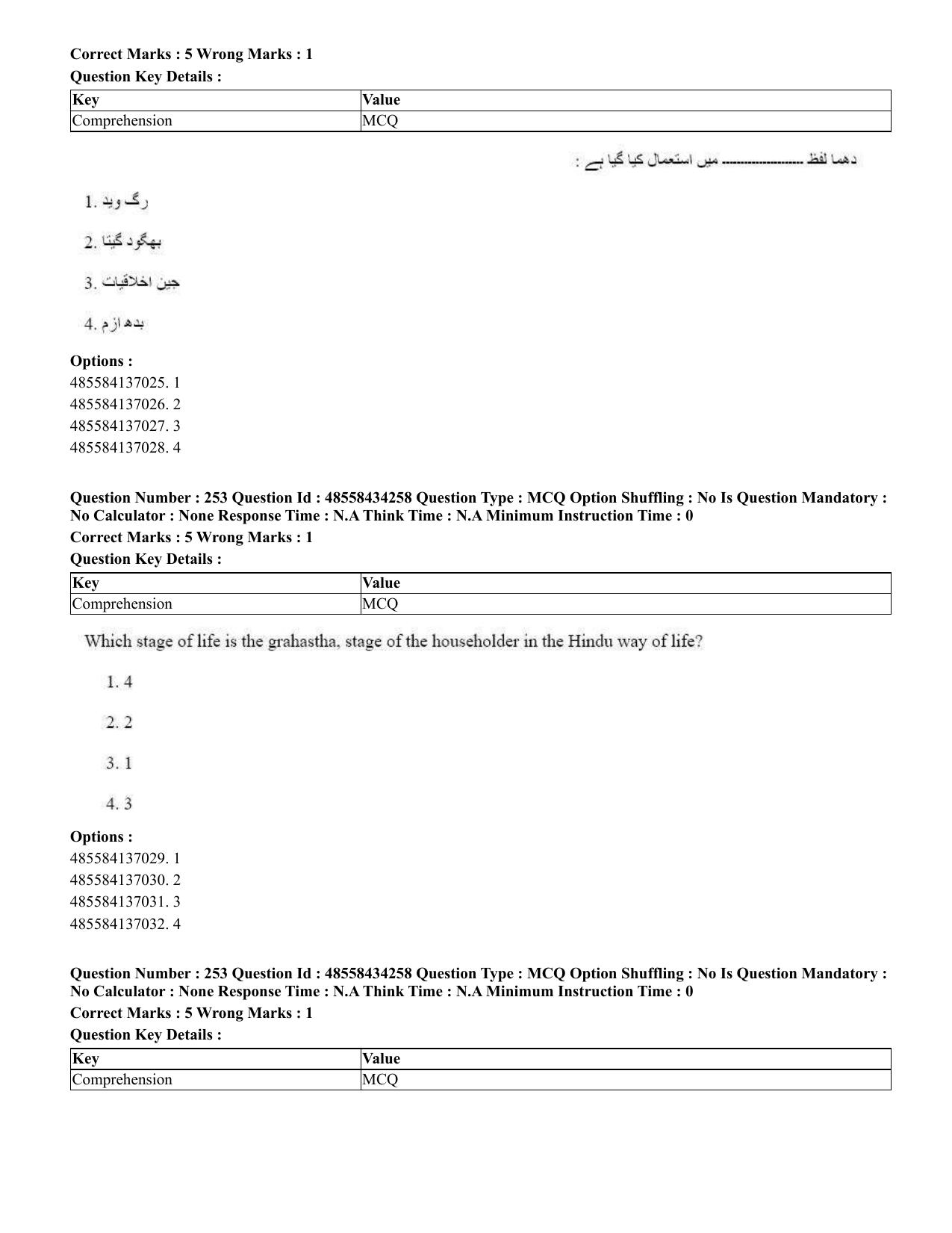 CUET 2023 English Urdu Shift 3 Question Paper - 18 June 2023 - Page 227