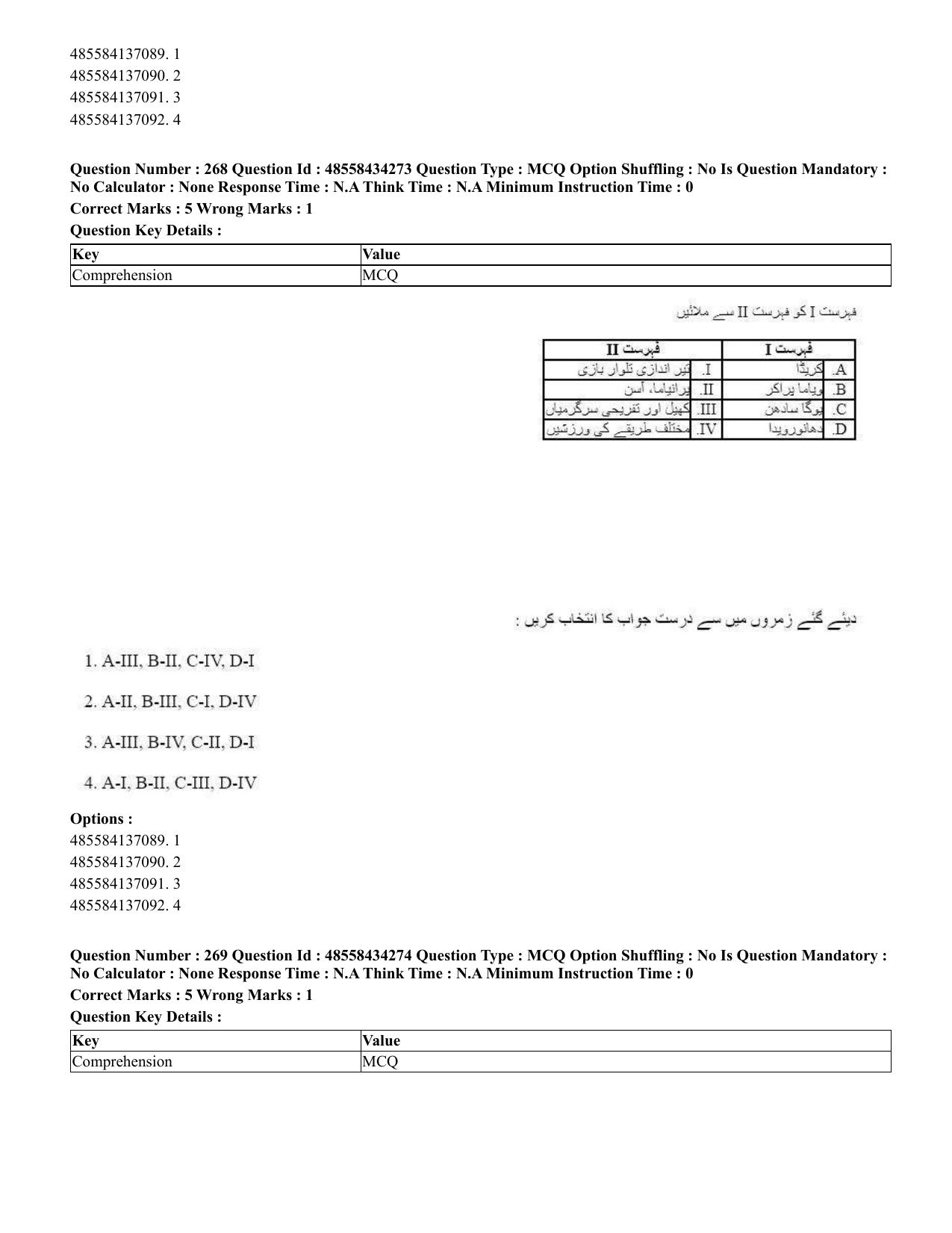 CUET 2023 English Urdu Shift 3 Question Paper - 18 June 2023 - Page 243