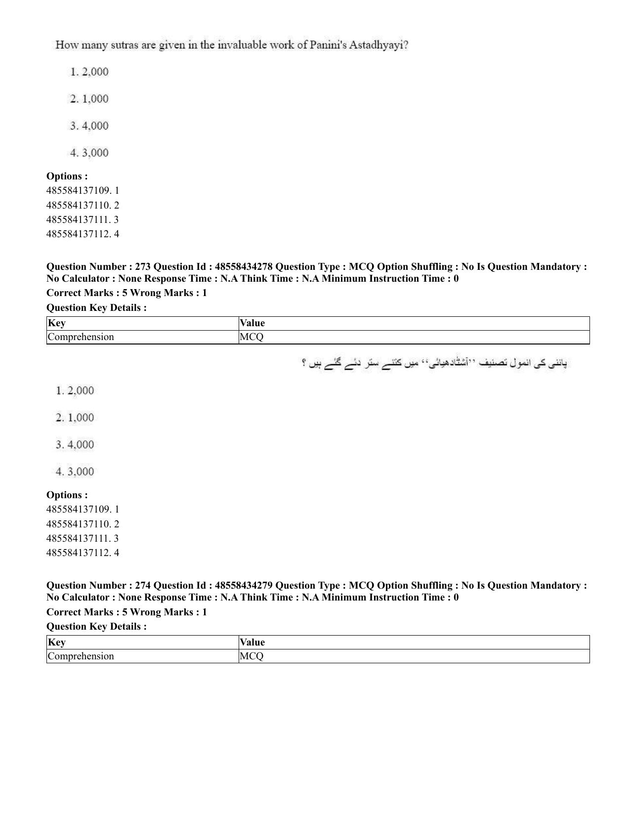 CUET 2023 English Urdu Shift 3 Question Paper - 18 June 2023 - Page 248