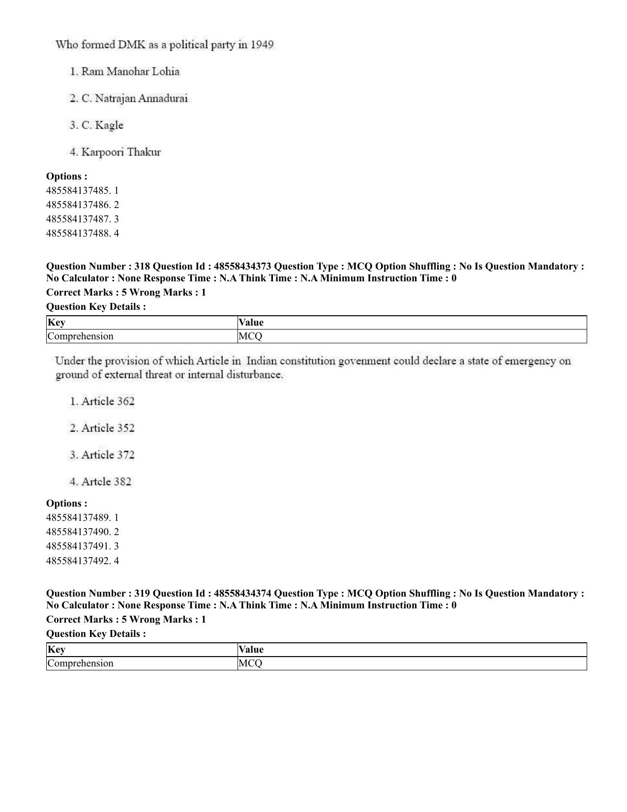 CUET 2023 English Urdu Shift 3 Question Paper - 18 June 2023 - Page 294