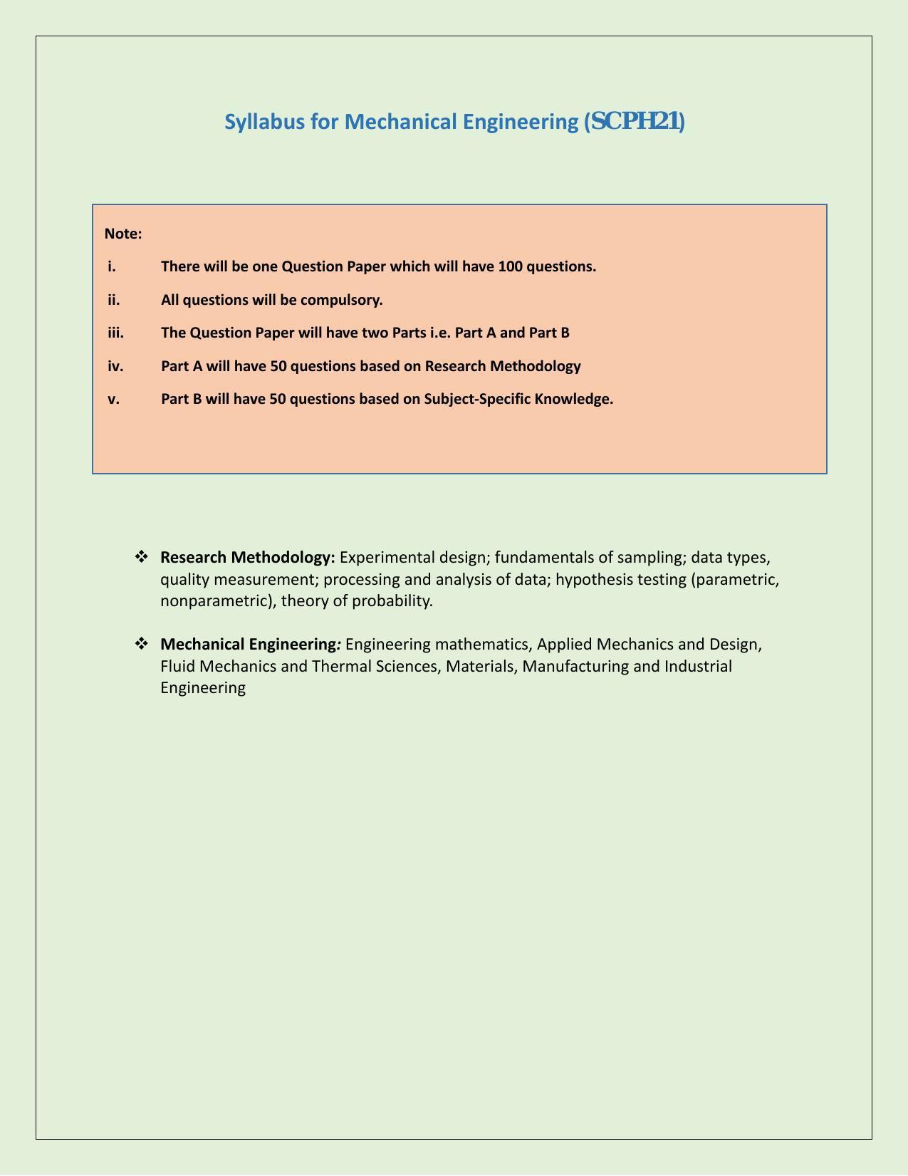 NTA PhD Entrance Exam Mechanical Egineering Syllabus - Page 1