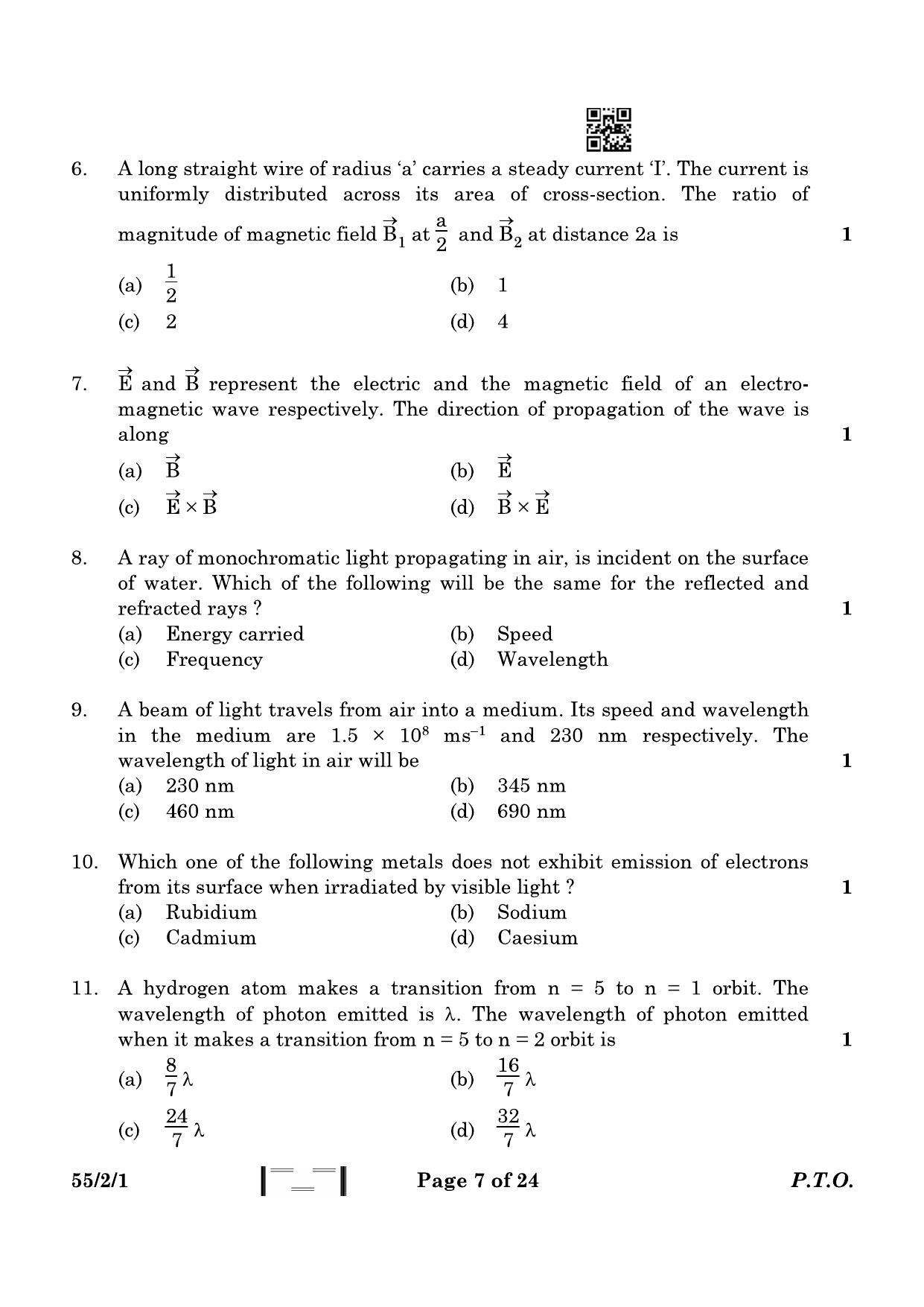 CBSE Class 12 55-2-1 Physics 2023 Question Paper - Page 7