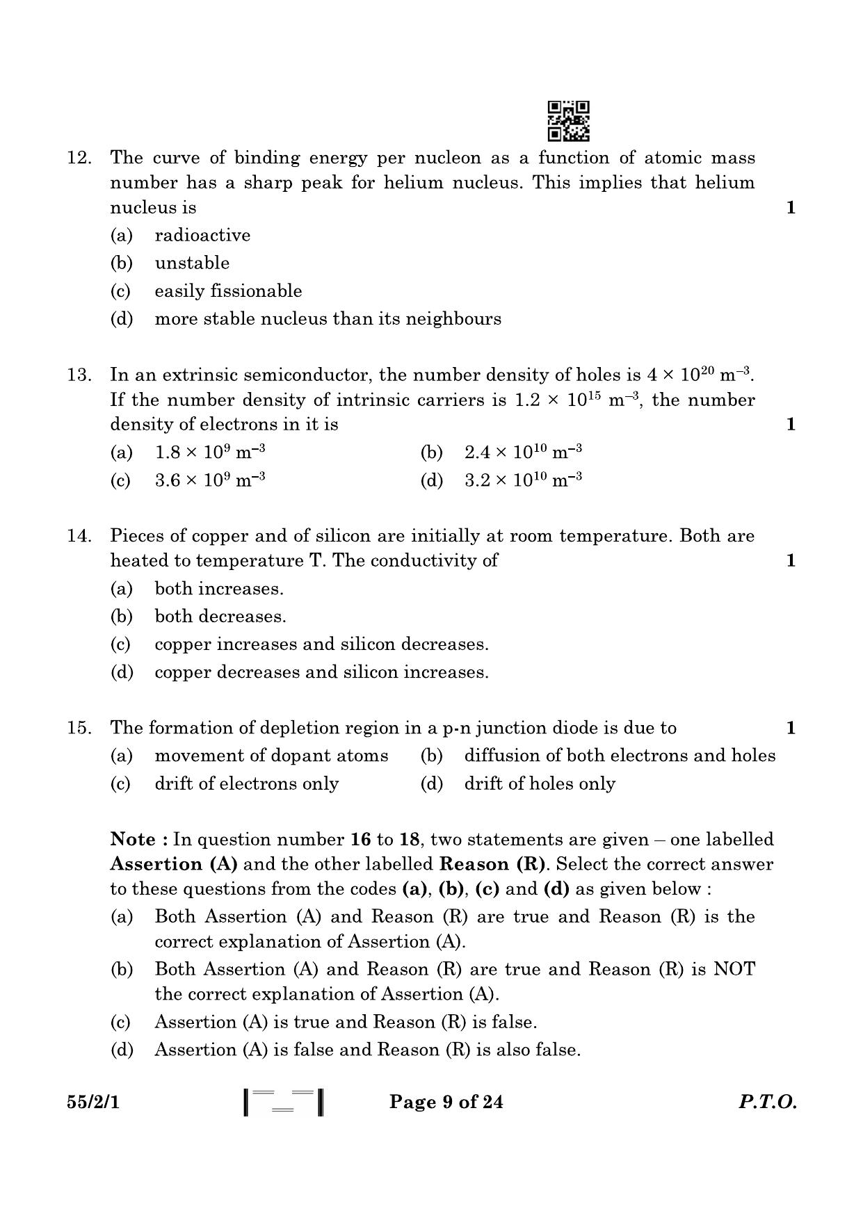 CBSE Class 12 55-2-1 Physics 2023 Question Paper - Page 9