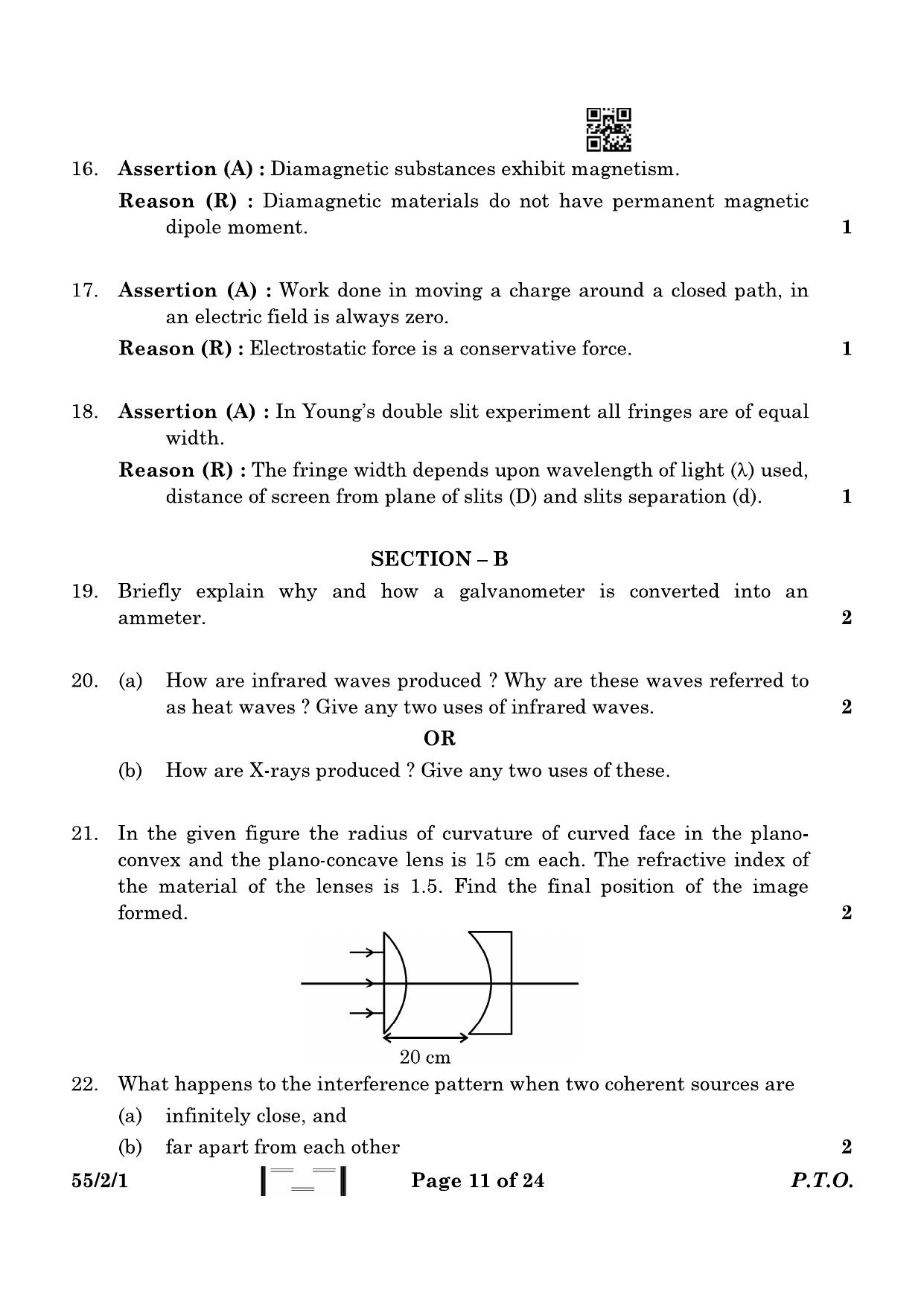 CBSE Class 12 55-2-1 Physics 2023 Question Paper - Page 11