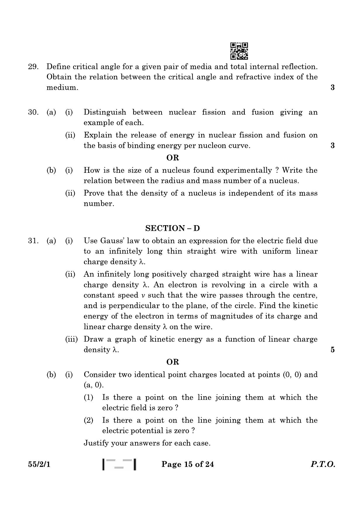 CBSE Class 12 55-2-1 Physics 2023 Question Paper - Page 15