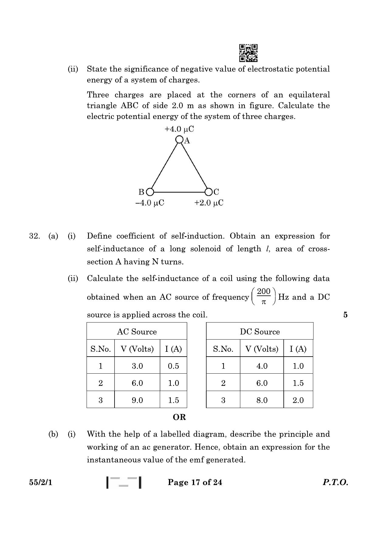 CBSE Class 12 55-2-1 Physics 2023 Question Paper - Page 17