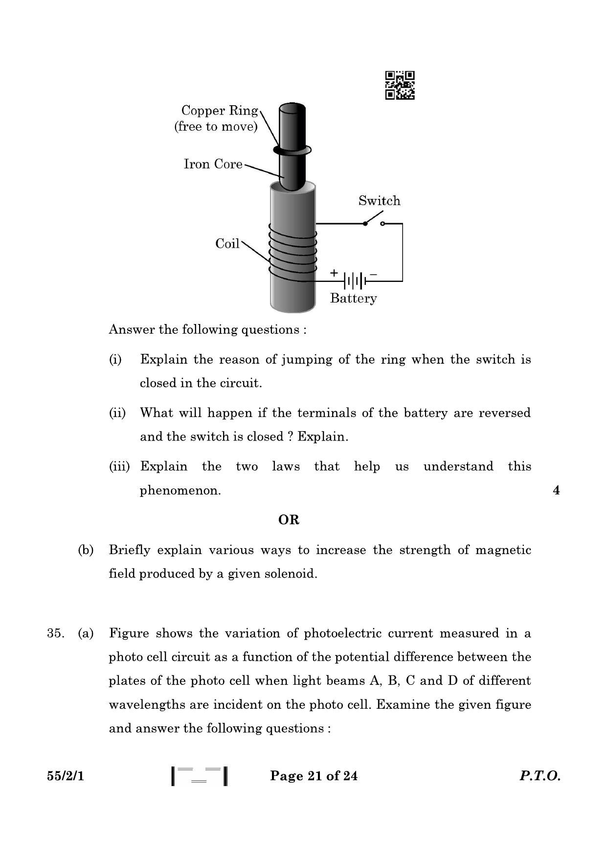 CBSE Class 12 55-2-1 Physics 2023 Question Paper - Page 21