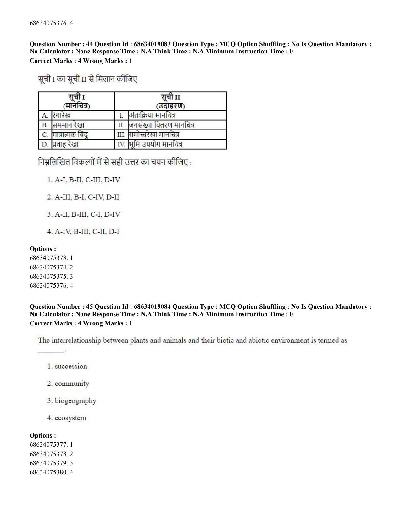 CUET PG 2023: COQP02 – Applied Geography and Geoinformatics(ENG) - Shift 2 (13-06-2023) Question Paper  - Page 43