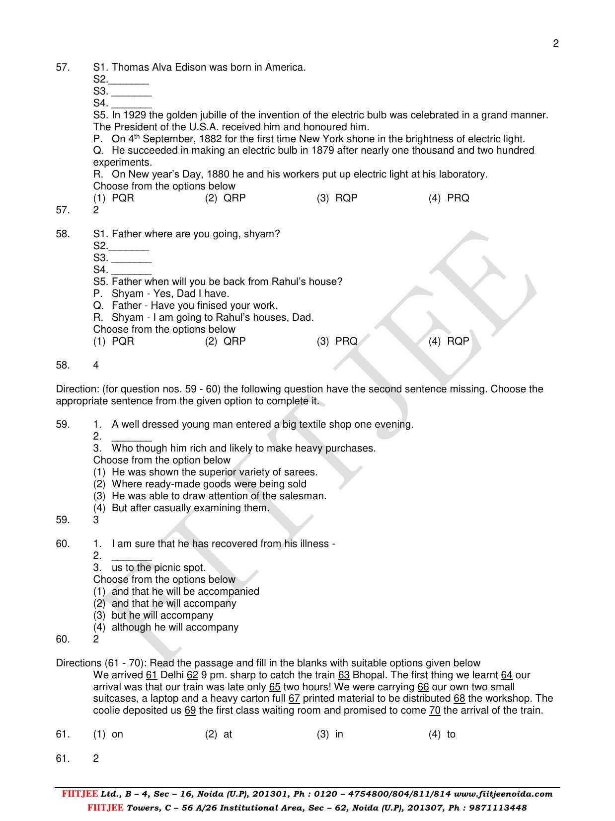 Uttar Pradesh NTSE 2017 LANGUAGE Question Papers - Page 2