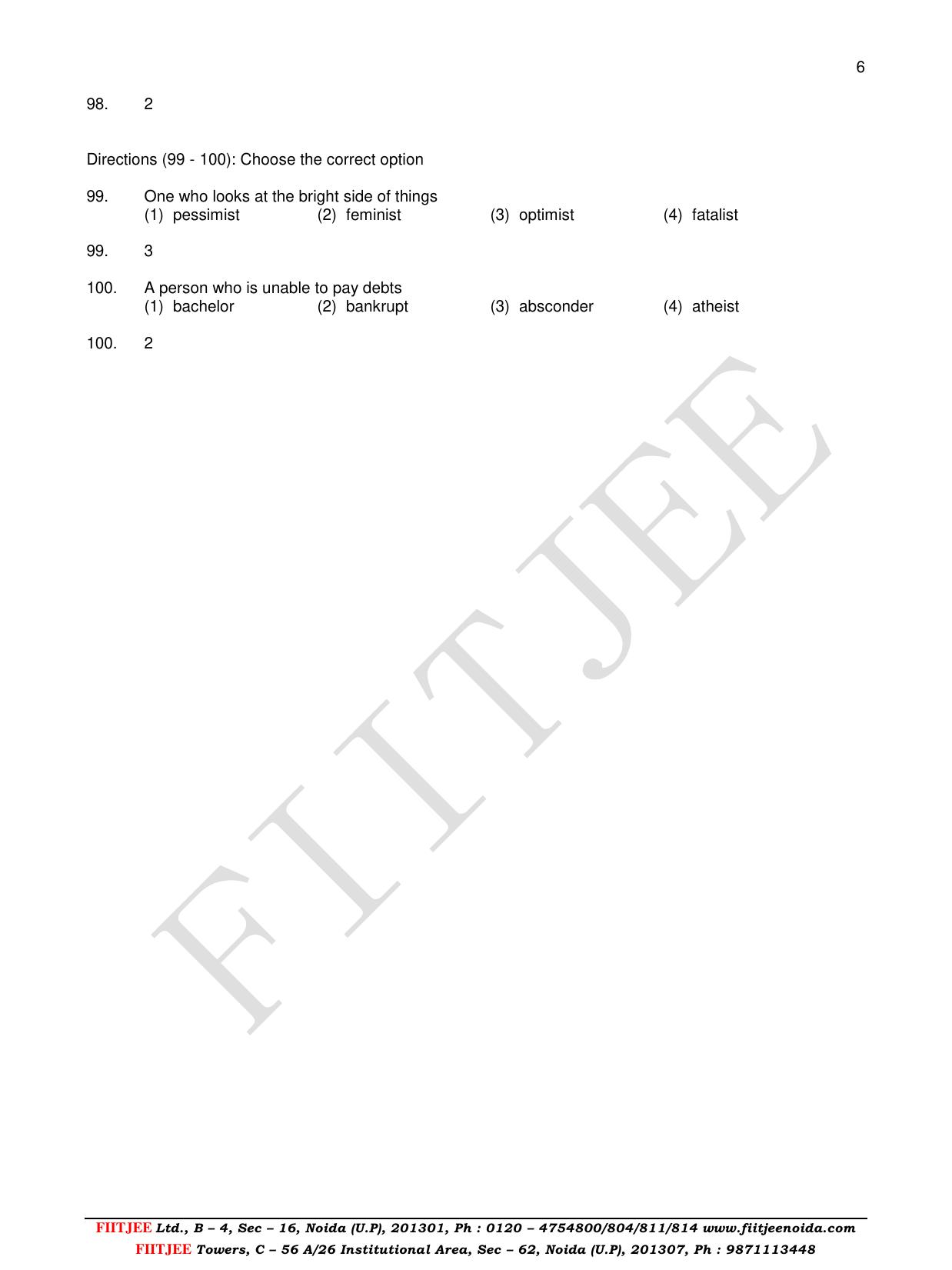 Uttar Pradesh NTSE 2017 LANGUAGE Question Papers - Page 6