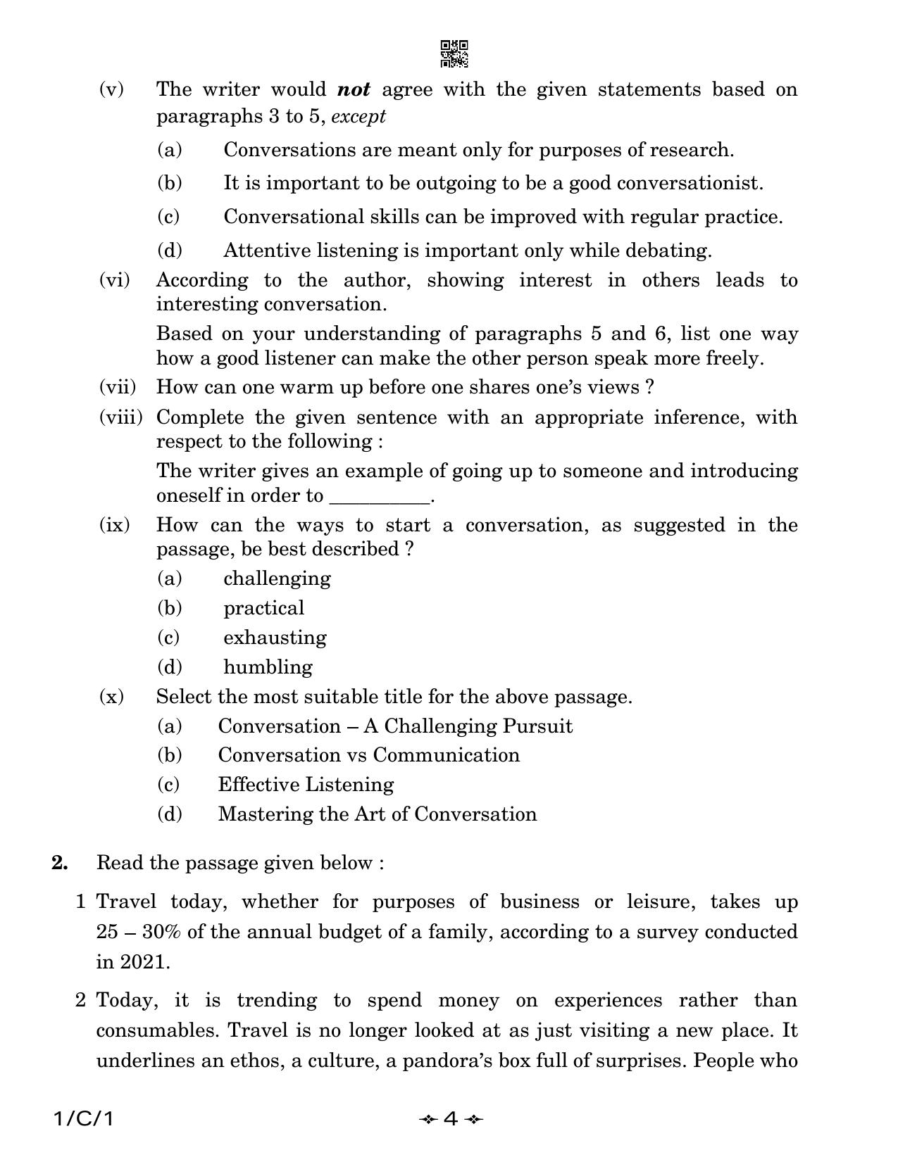 CBSE Class 12 1-1 English Core 2023 (Compartment) Question Paper - Page 4