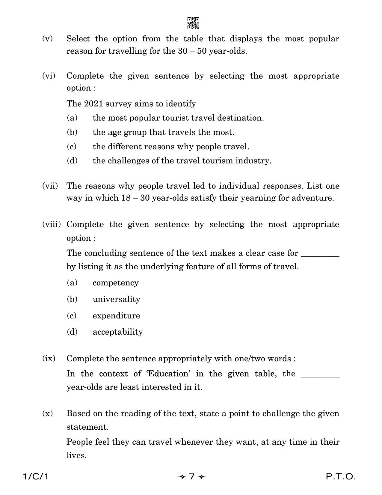 CBSE Class 12 1-1 English Core 2023 (Compartment) Question Paper - Page 7