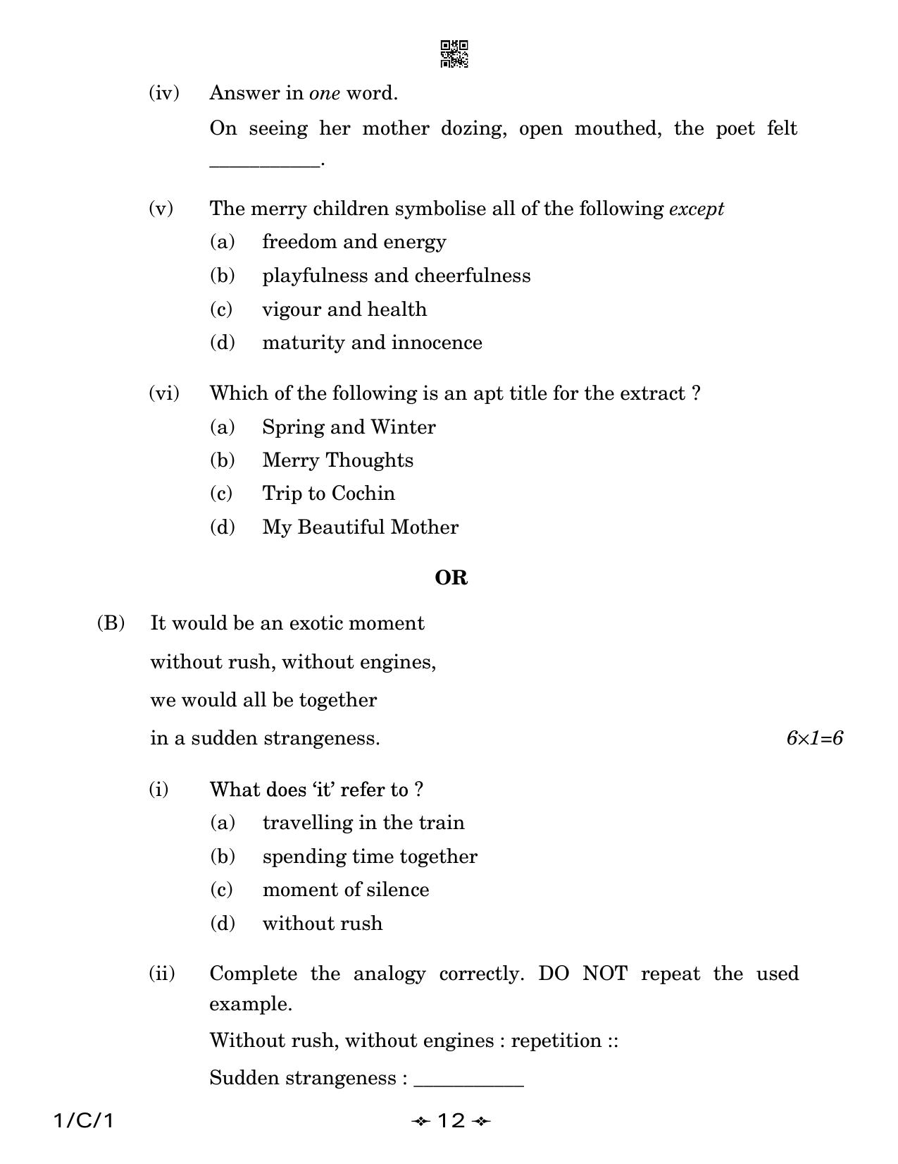 CBSE Class 12 1-1 English Core 2023 (Compartment) Question Paper - Page 12