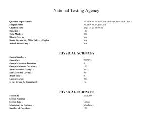 ICAR AIEEA PG 2020 PHYSICAL SCIENCES Question Paper