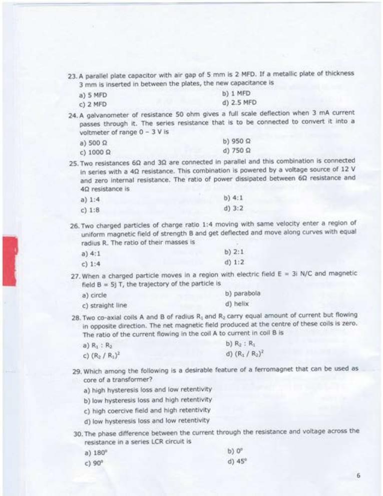 AEEE 2016 Question Paper - Page 6