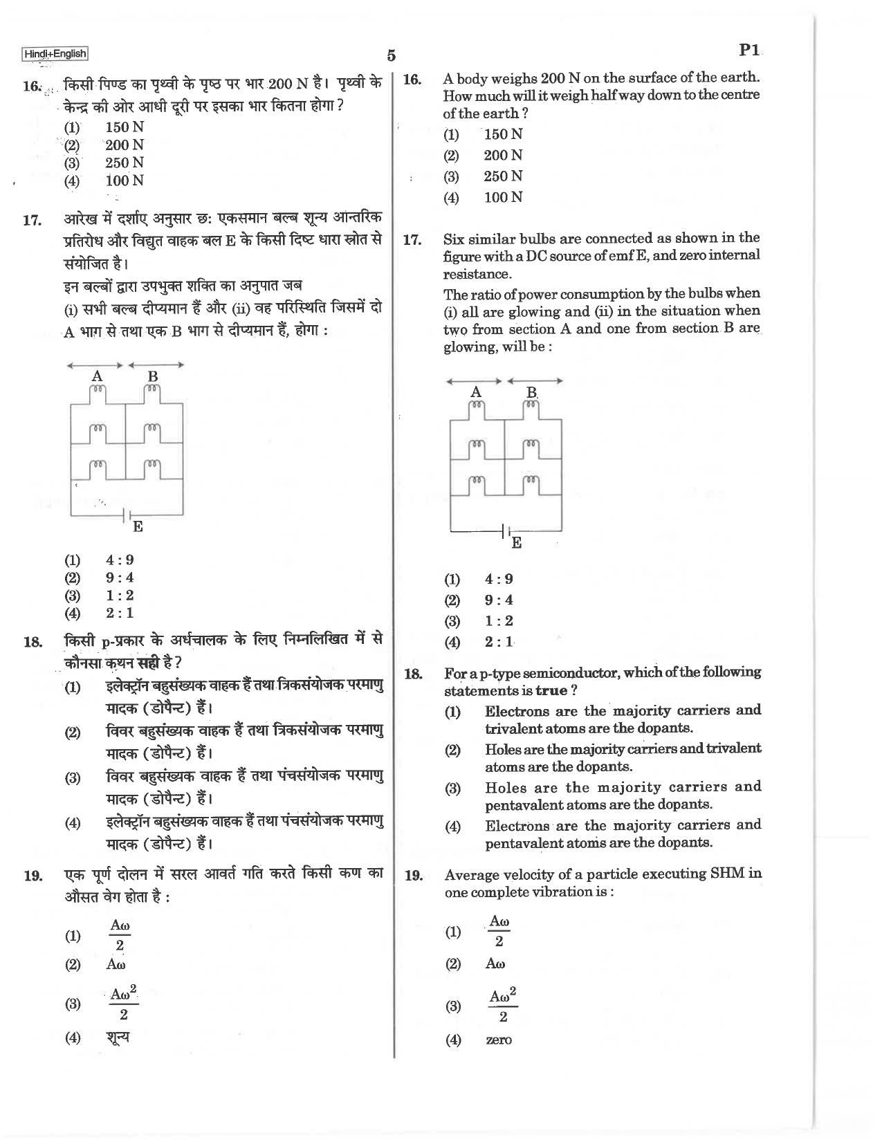 NEET P1 2019 Question Paper - Page 5