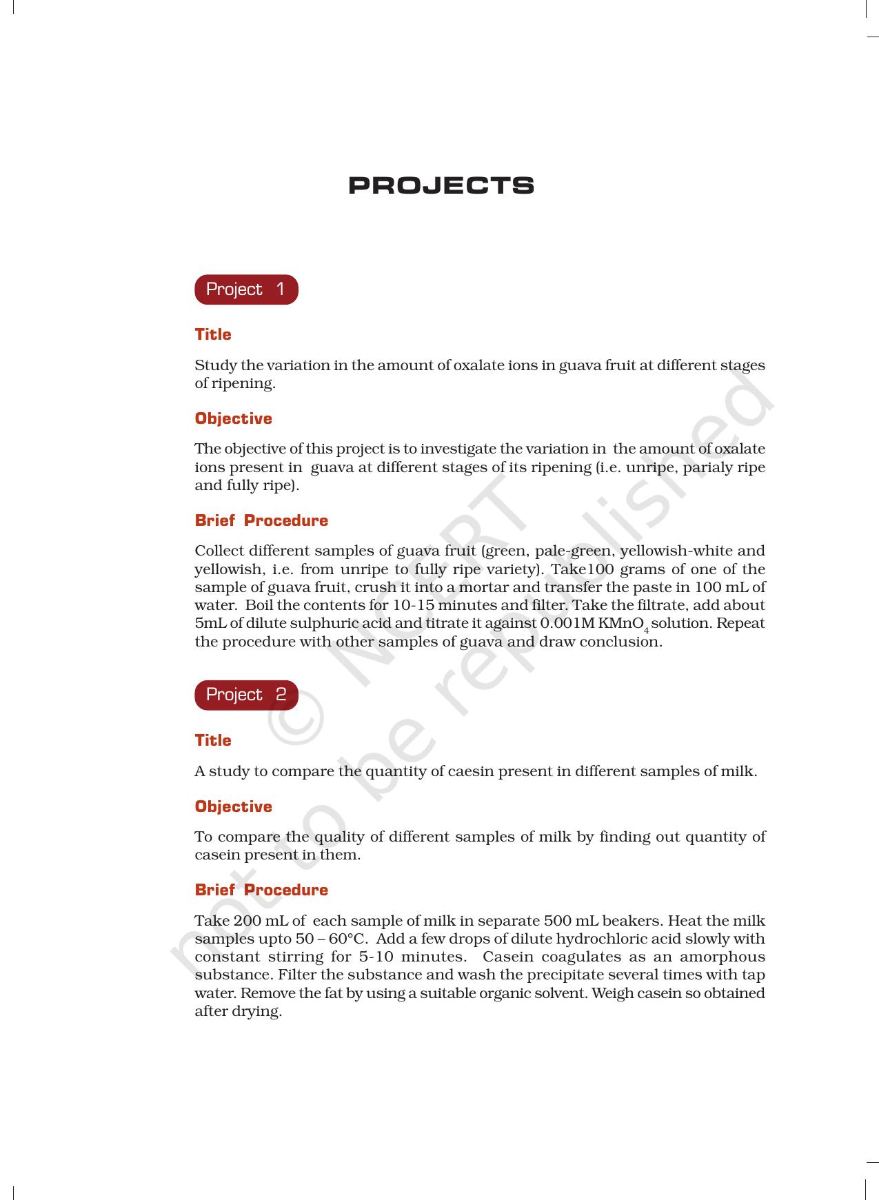 NCERT Laboratory Manuals for Class XII Chemistry - Projects - Page 1