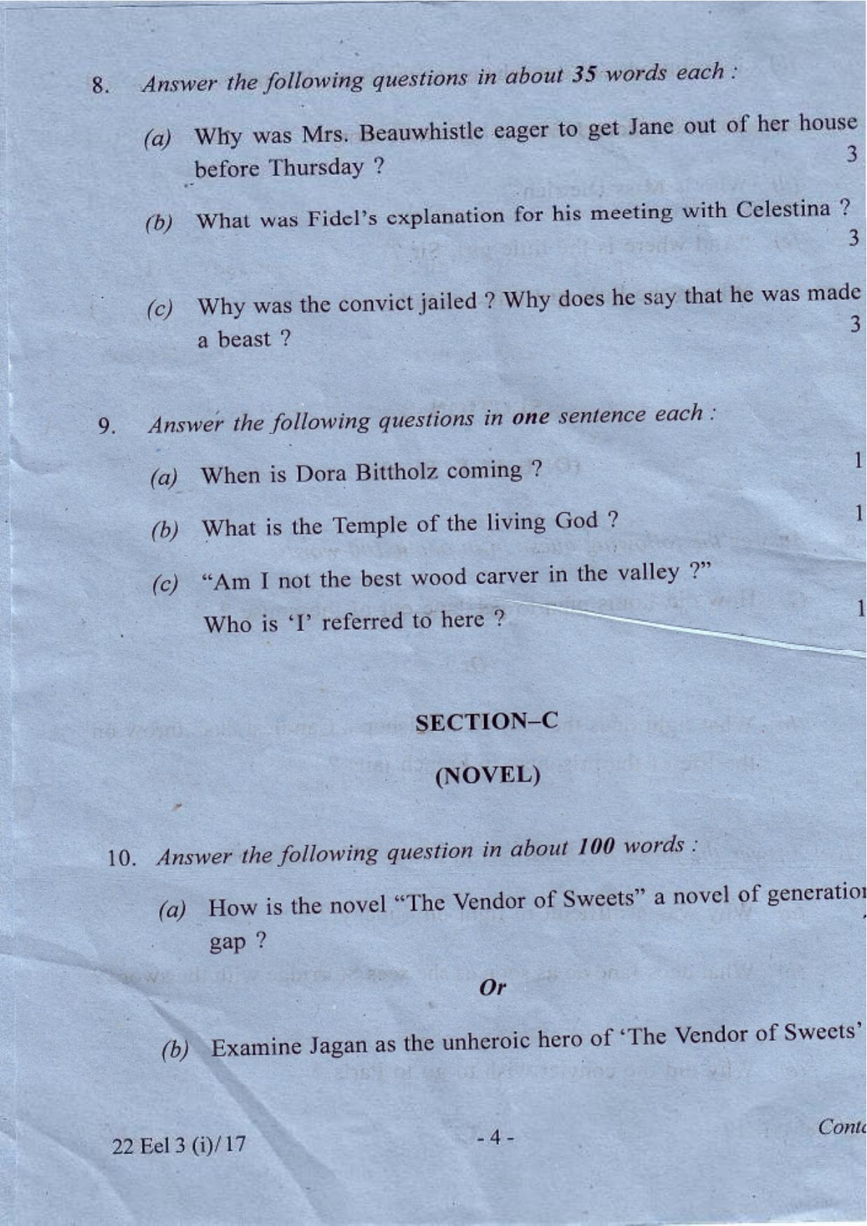COHSEM Class 12 Elective English 2017 Question Papers - Page 4
