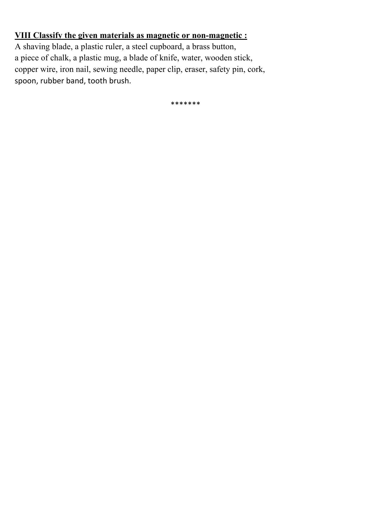 CBSE Worksheets for Class 6 Science Sorting Materials into Groups Assignment 71 - Page 6