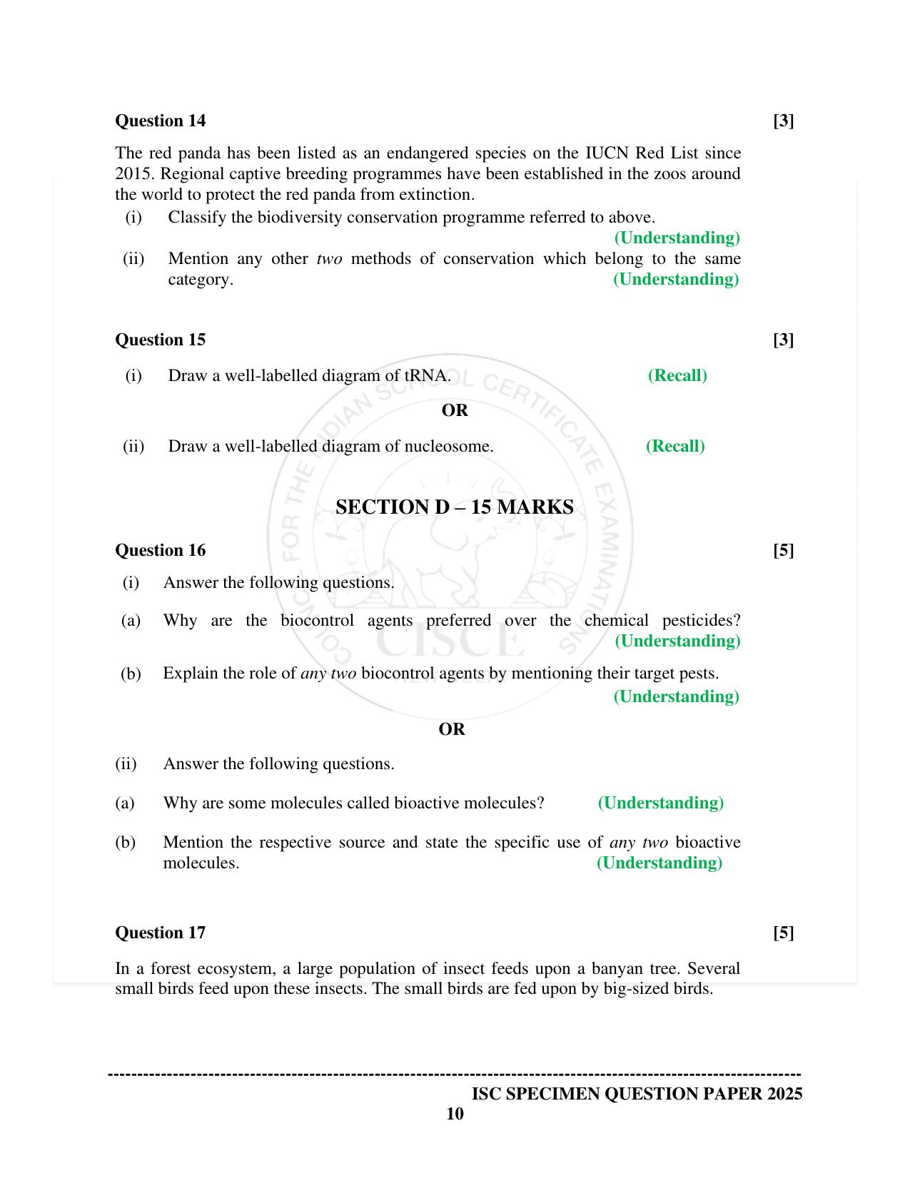 ISC Class 12 2025 Biology (SQP & AK) Specimen Paper - Page 10