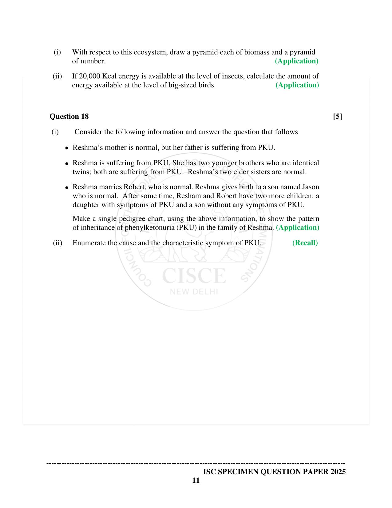 ISC Class 12 2025 Biology (SQP & AK) Specimen Paper - Page 11