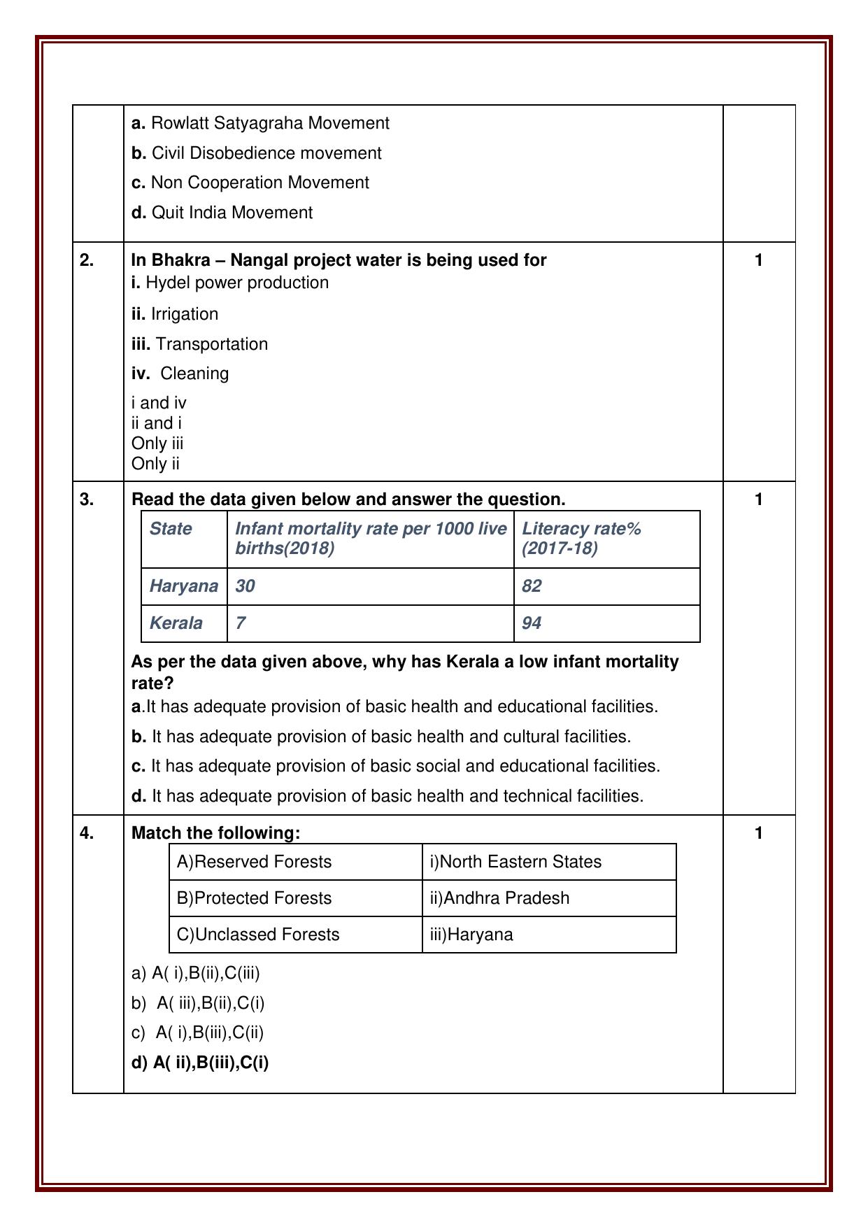 CBSE Class 10 Social Science Set 2 Practice Questions 2023-24 - Page 2