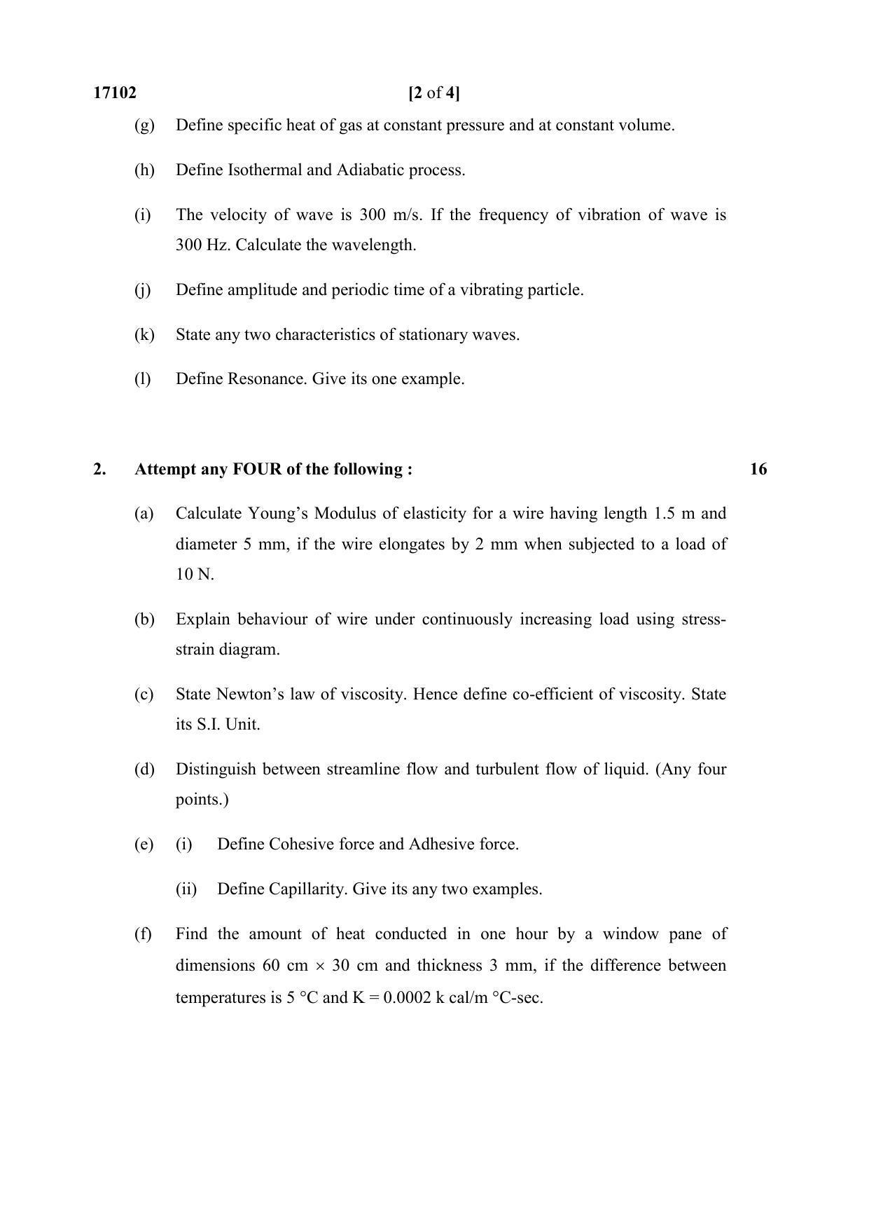 MSBTE Question Paper - 2018 - Basic Science - Physics - Page 2
