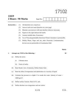 MSBTE Question Paper - 2018 - Basic Science - Physics