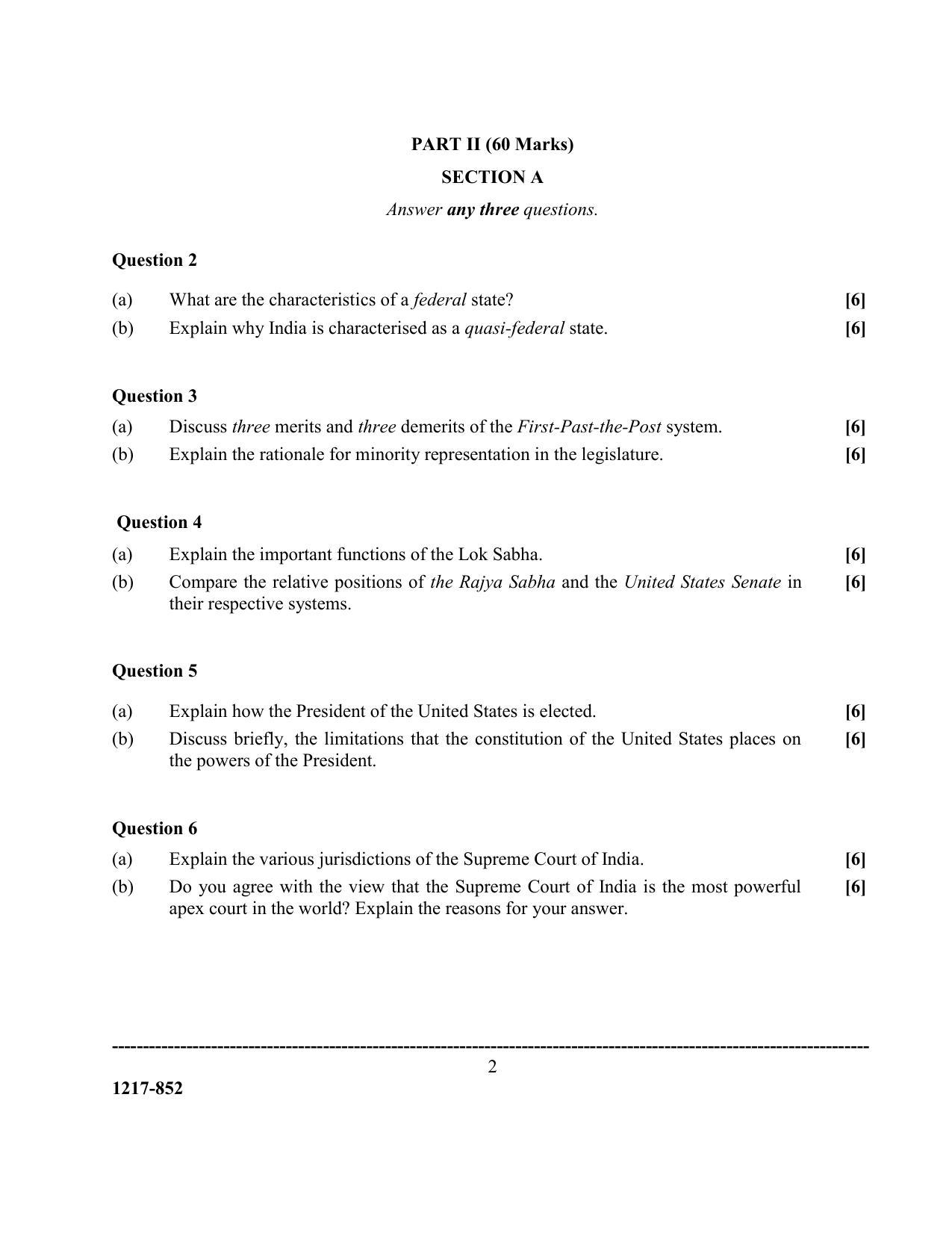 ISC Class 12 2017 Political Science Question Paper - Page 2