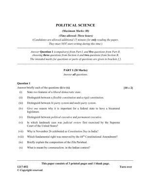 ISC Class 12 2017 Political Science Question Paper