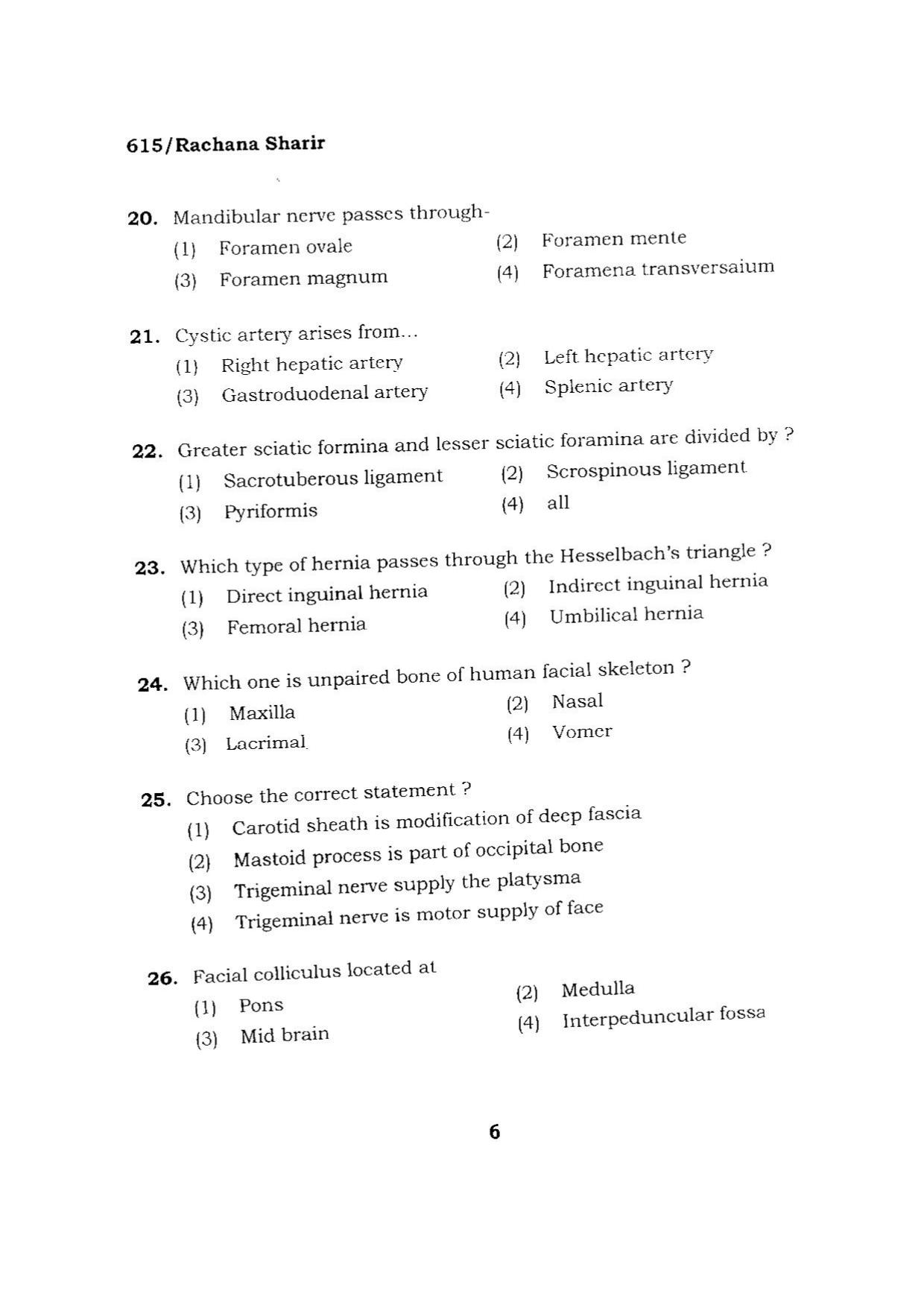 BHU RET RACHANA SHARIR 2015 Question Paper - Page 6