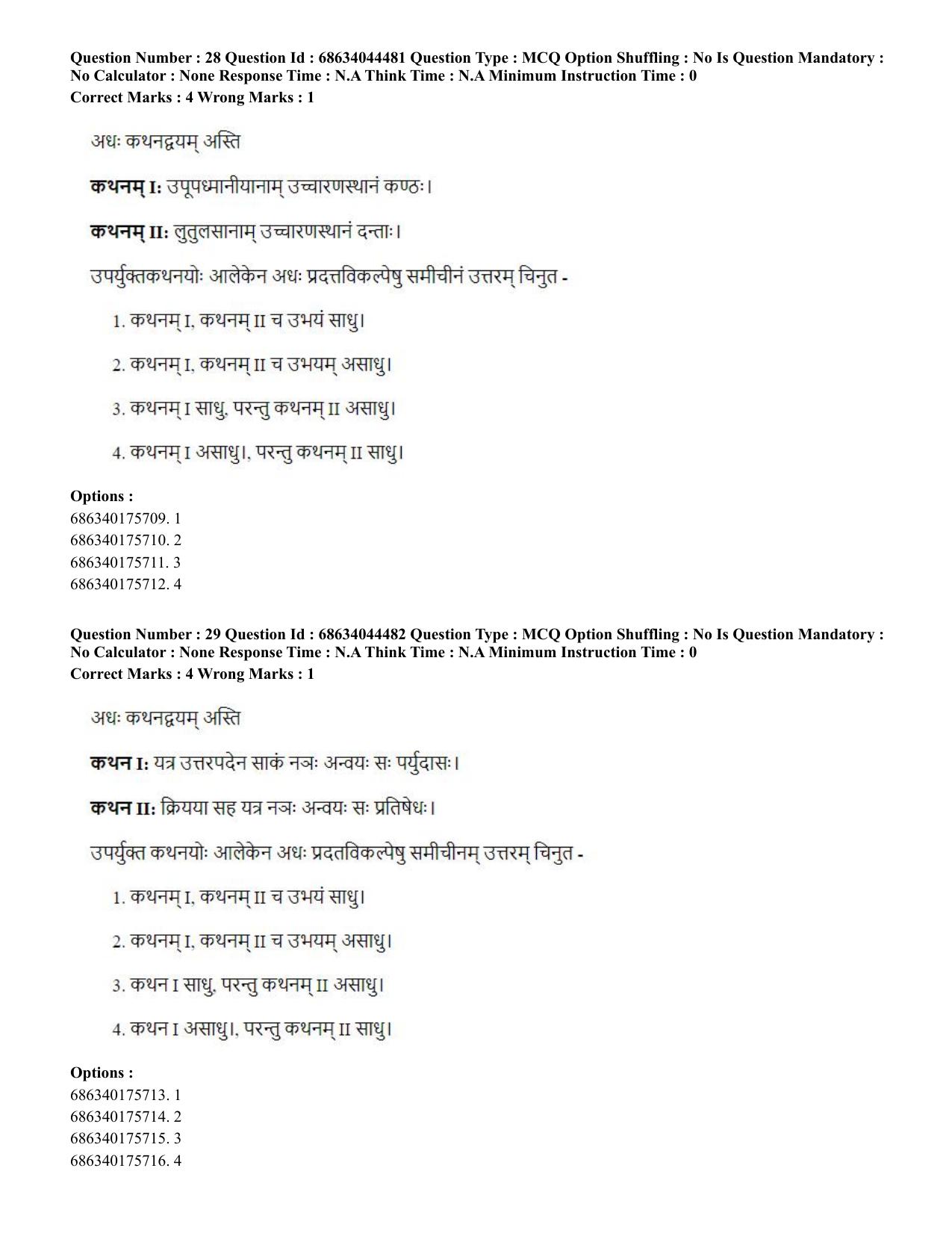 CUET PG 2023: ACQP25 – Vyakaran (BHU) (Eng)- Shift 3 (30-06-2023) Question Paper - Page 42