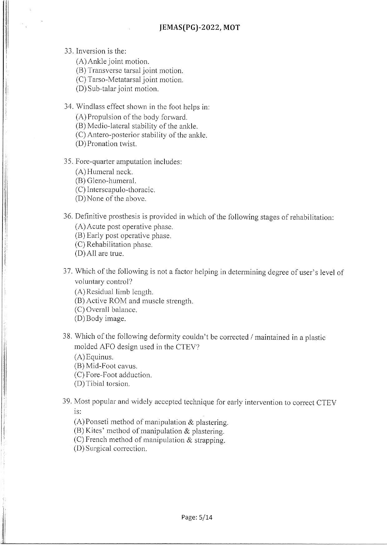 WBJEEB JEMAS (PG) 2022 MOT Question Paper - Page 7