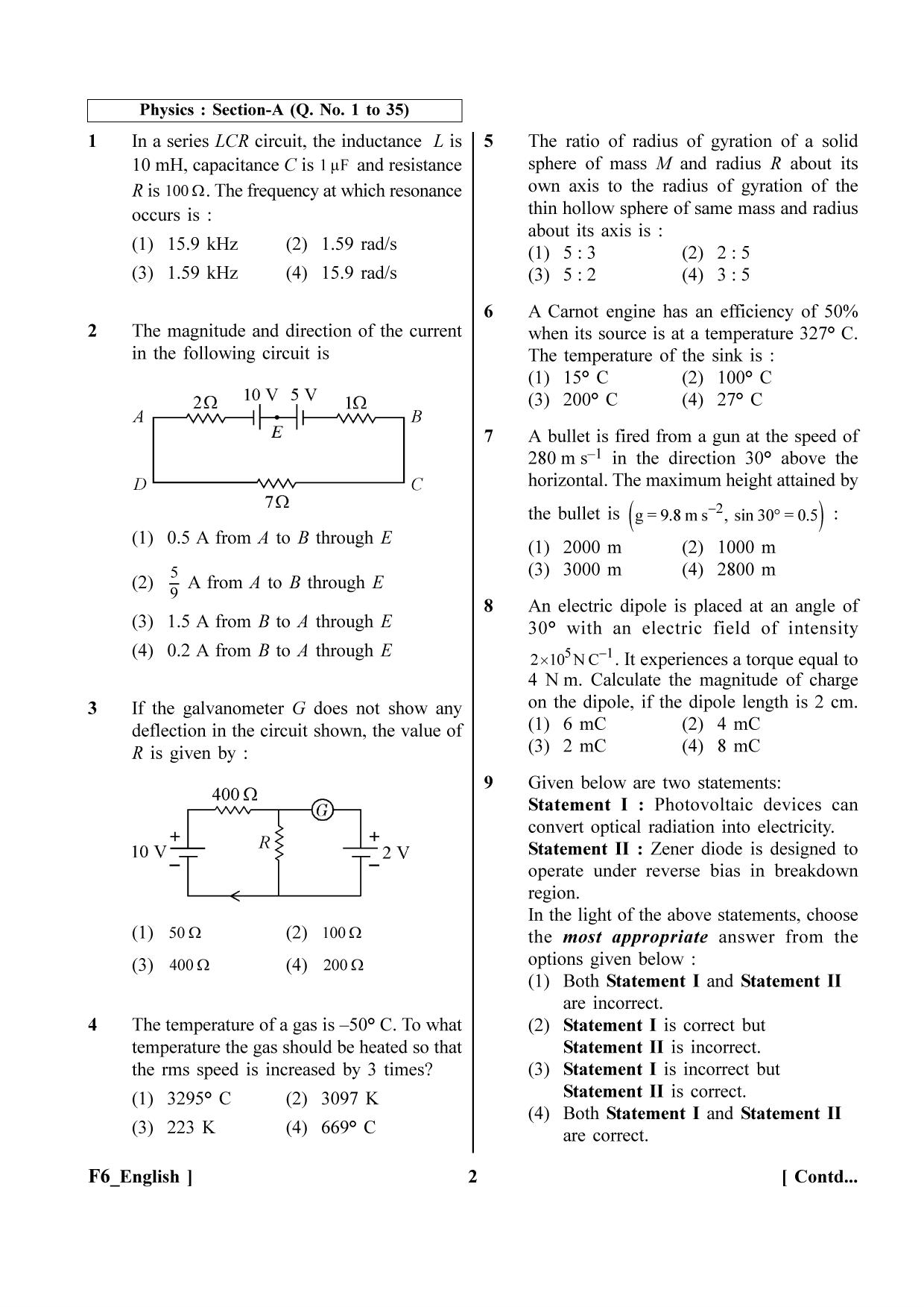 NEET 2023 F6 Question Paper - Page 2