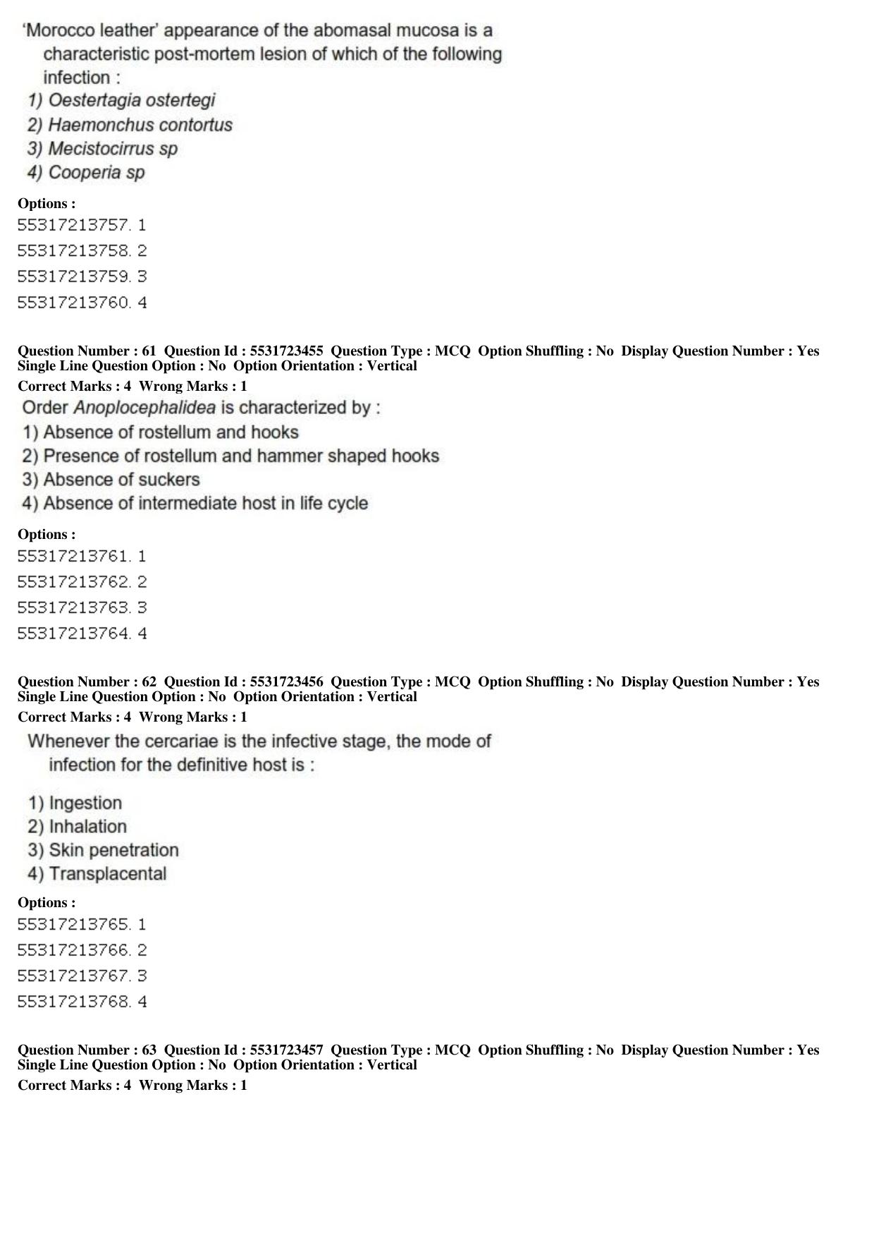 ICAR AIEEA PG 2019 VETERINARY SCIENCE Question Paper - Page 20