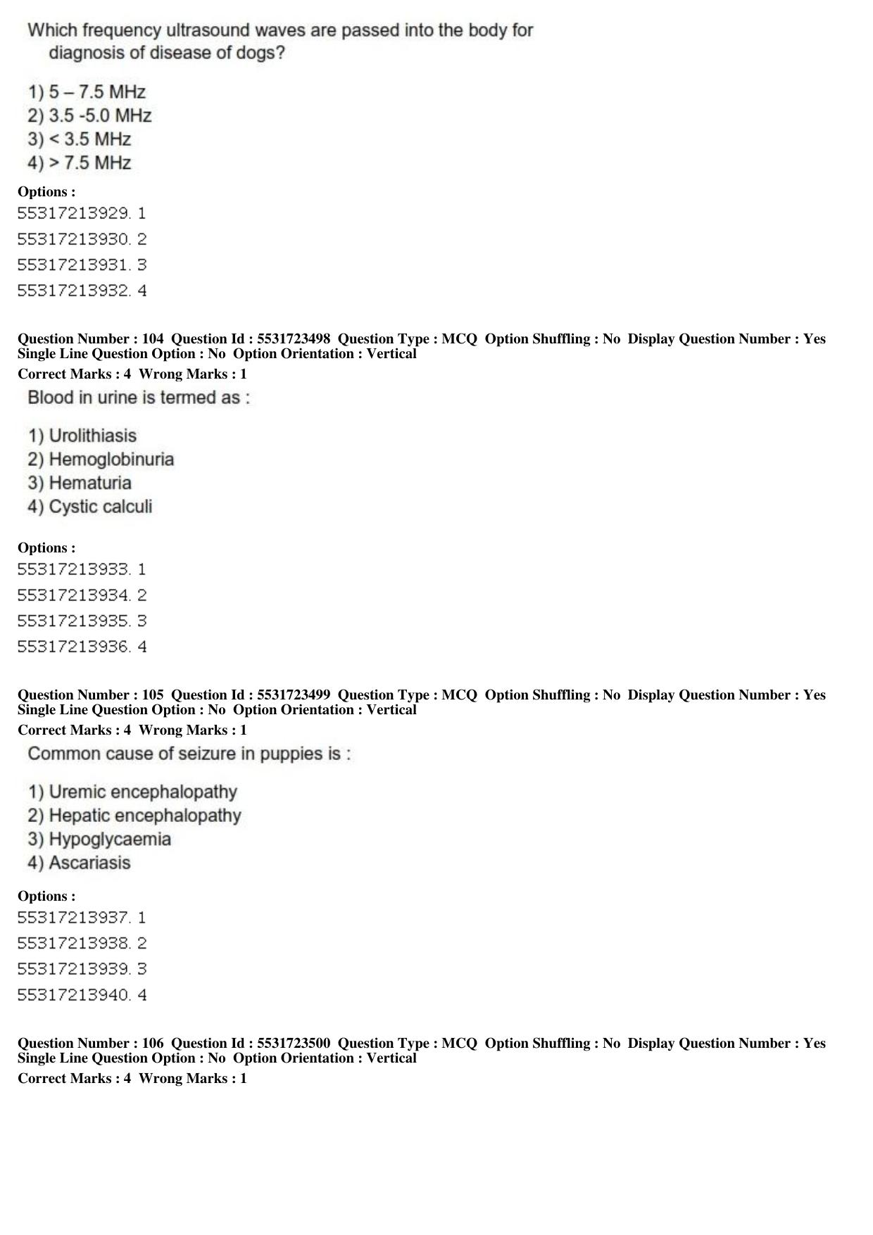 ICAR AIEEA PG 2019 VETERINARY SCIENCE Question Paper - Page 34