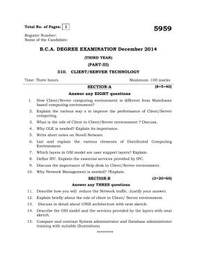 Annamalai University Client/Server Technology B.C.A. (OUS) December 2014 Question Papers
