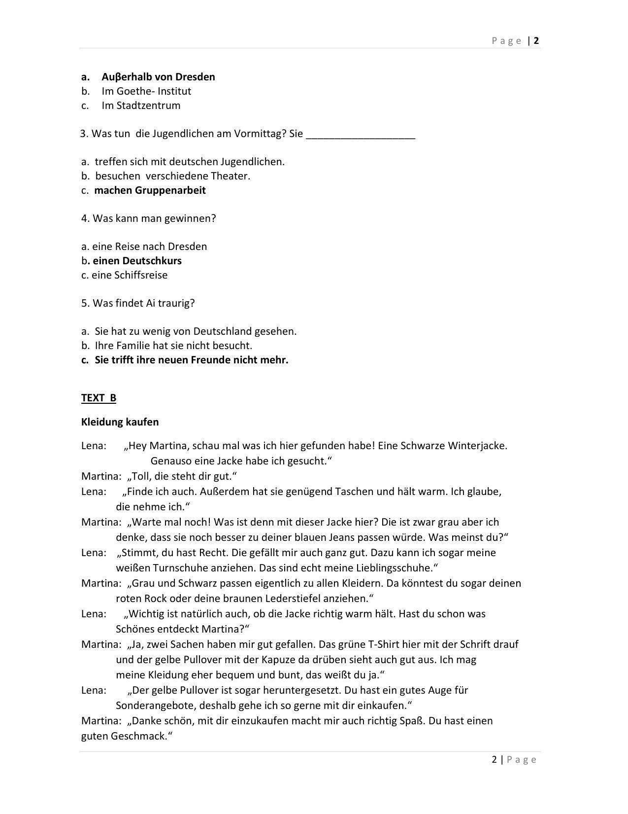 CBSE Class 12 German Marking Scheme and Solutions 2021-22 - Page 2