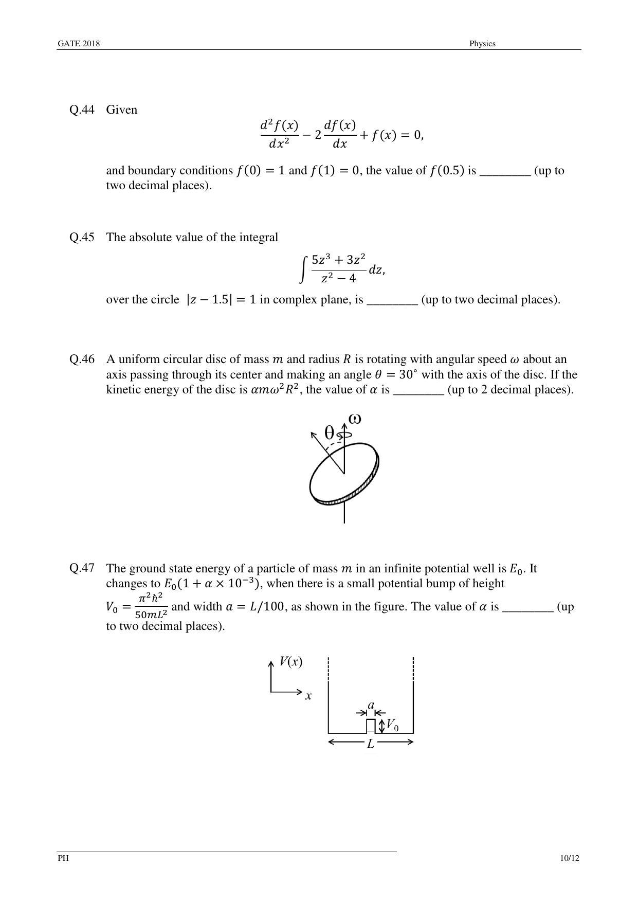GATE 2018 Physics (PH) Question Paper with Answer Key - Page 12