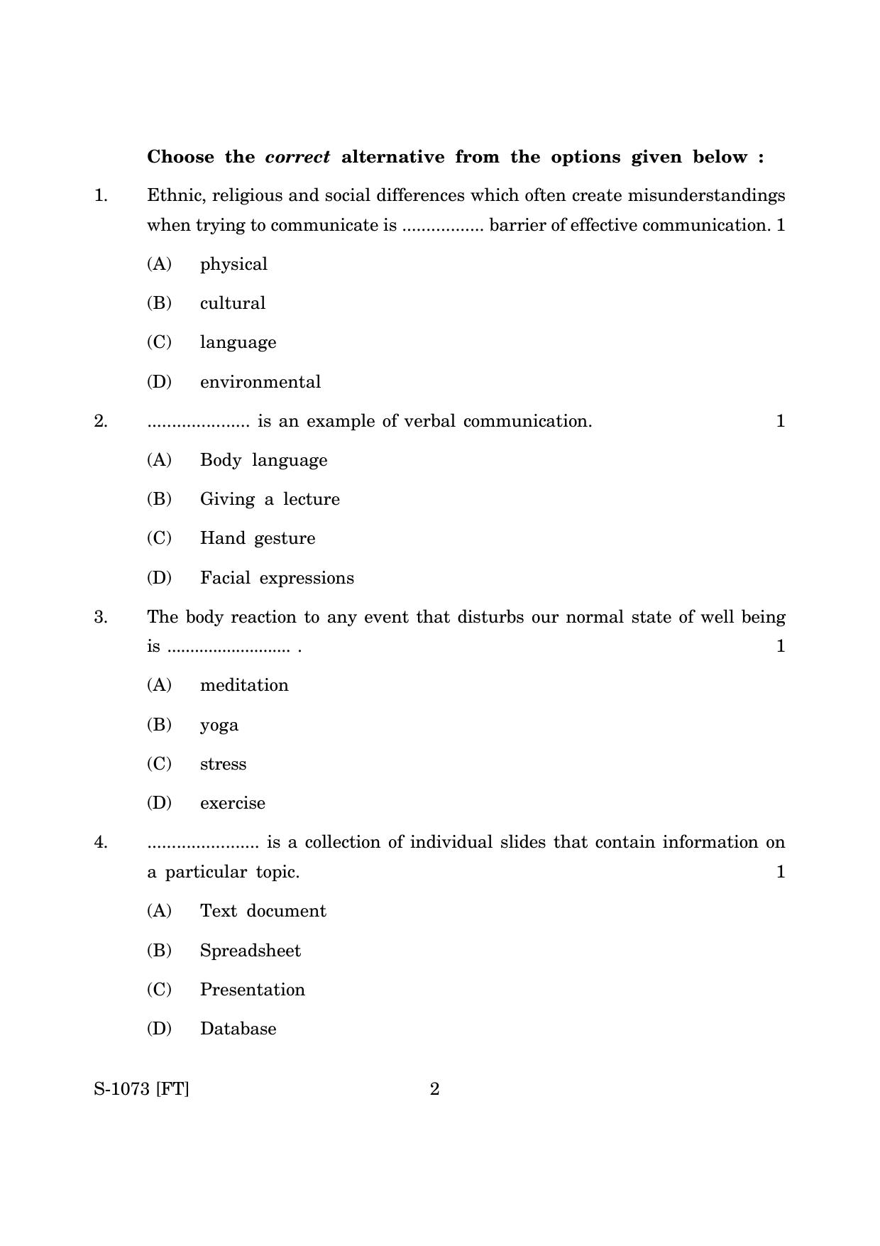 Goa Board Class 10 IT/ITES (November 2022) Question Paper - Page 2