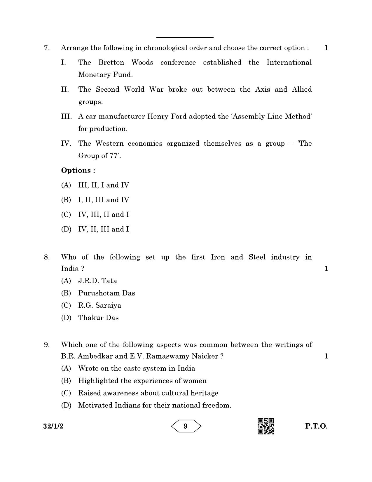 CBSE Class 10 32-1-2 Social Science 2023 Question Paper - Page 9