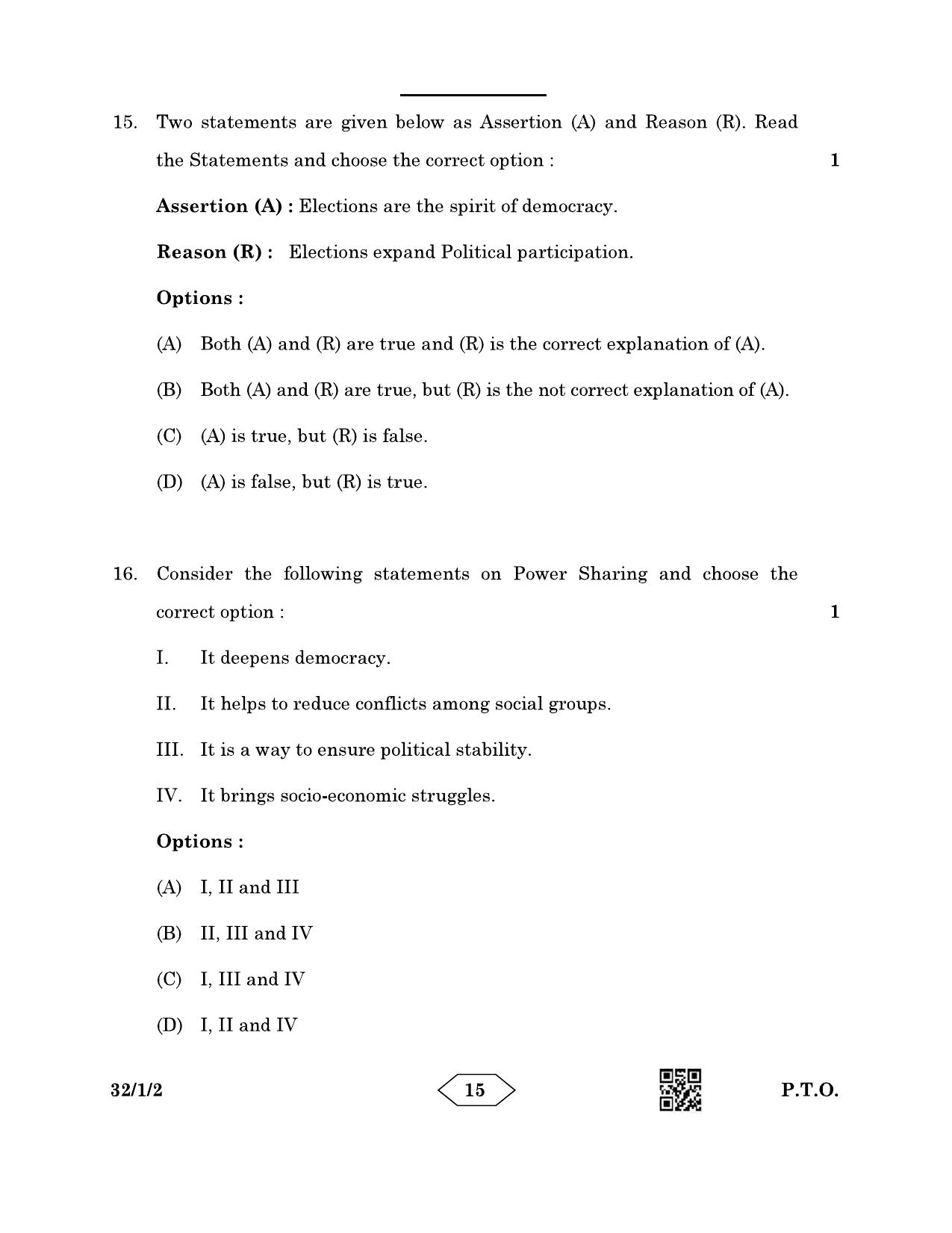 CBSE Class 10 32-1-2 Social Science 2023 Question Paper - Page 15