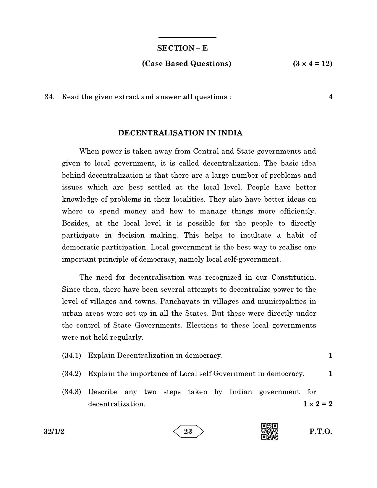 CBSE Class 10 32-1-2 Social Science 2023 Question Paper - Page 23