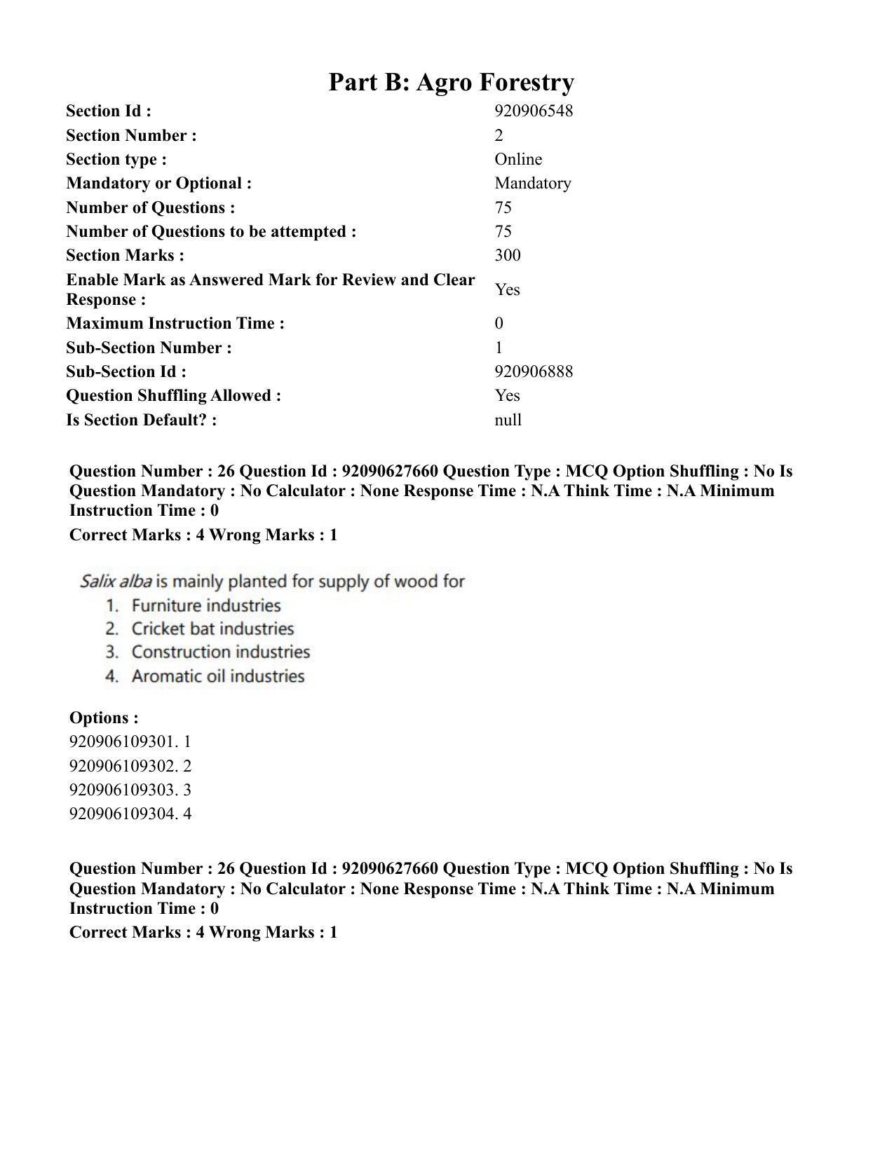 CUET PG 2023: SCQP02 – Agro-forestry (Eng) - Shift 1 (26-06-2023) Question Paper - Page 28