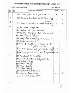 Kerala Plus Two 2017 Business Studies Answer key