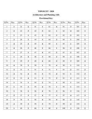 TS PGECET 2020: Architecture and Planning (AR) Answer Key