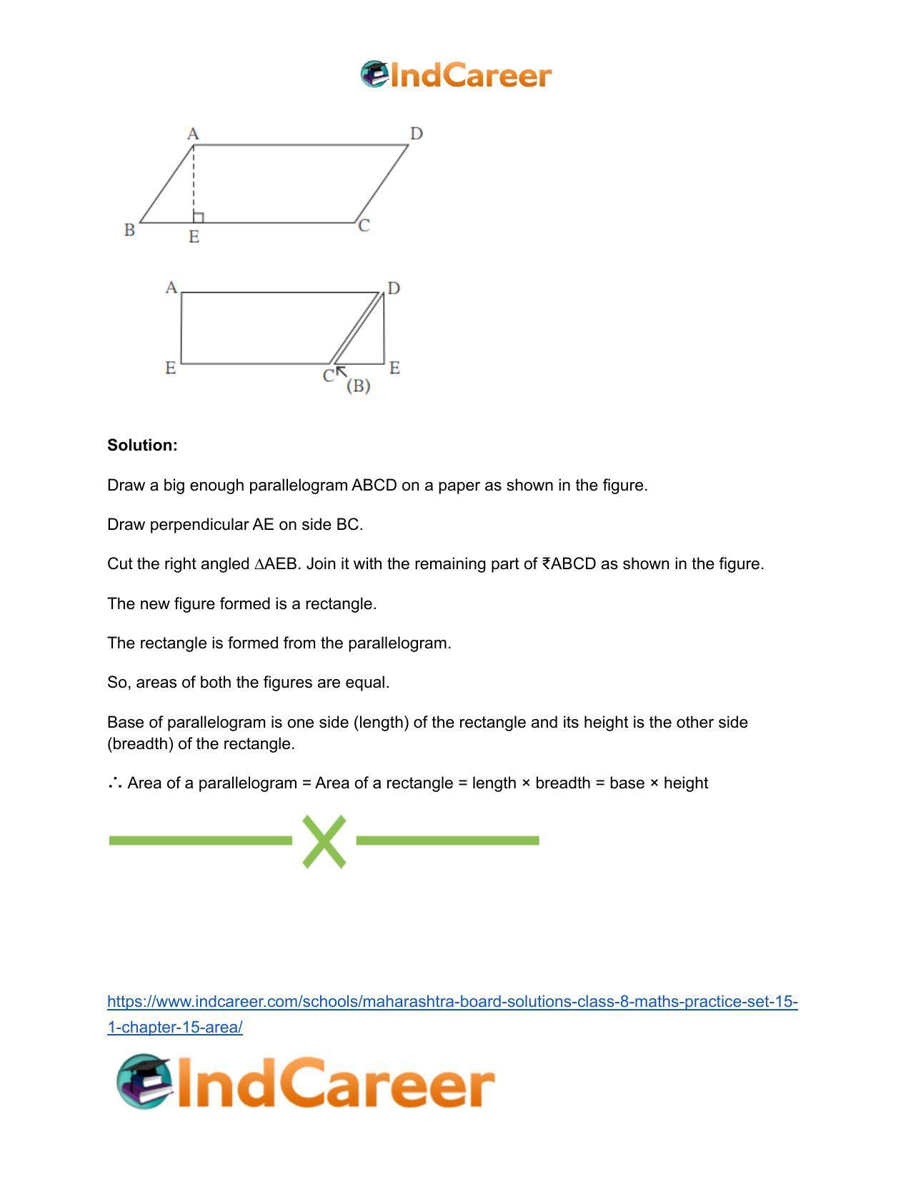 Maharashtra Board Solutions Class 8-Maths (Practice Set 15.1): Chapter 15- Area - Page 4
