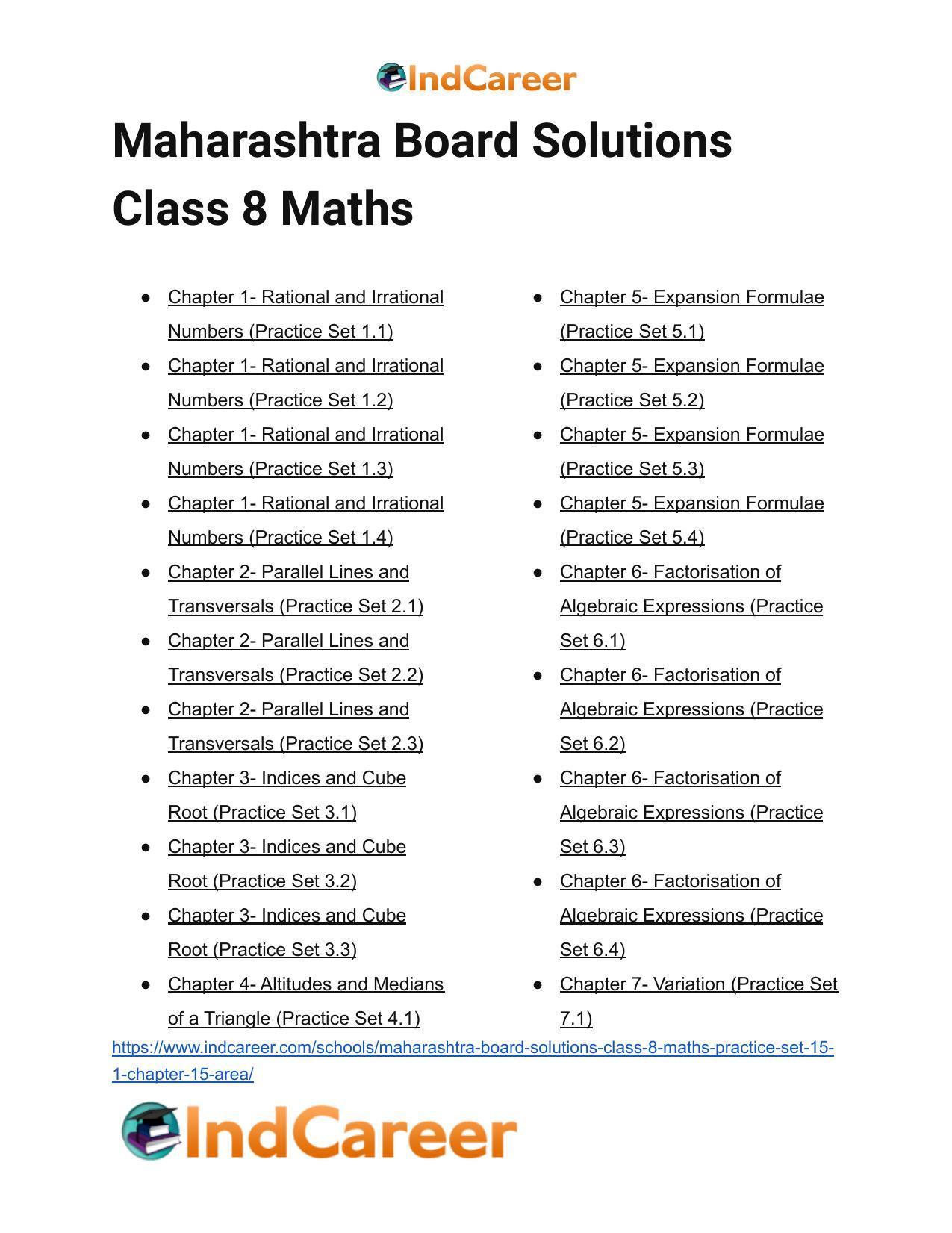 Maharashtra Board Solutions Class 8-Maths (Practice Set 15.1): Chapter 15- Area - Page 5